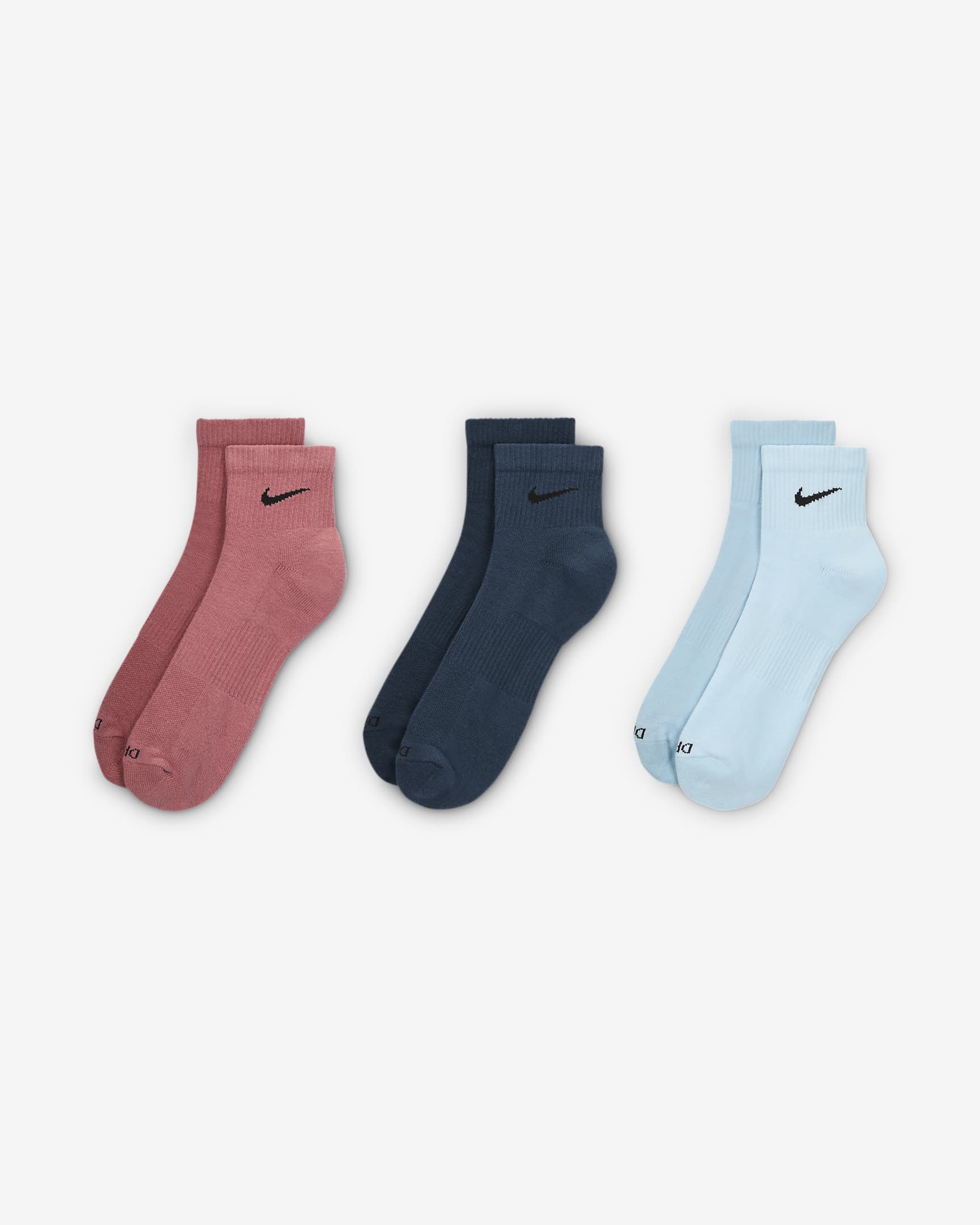 Nike Everyday Plus Cushioned Training Ankle Socks (3 Pairs) - Multi-Color