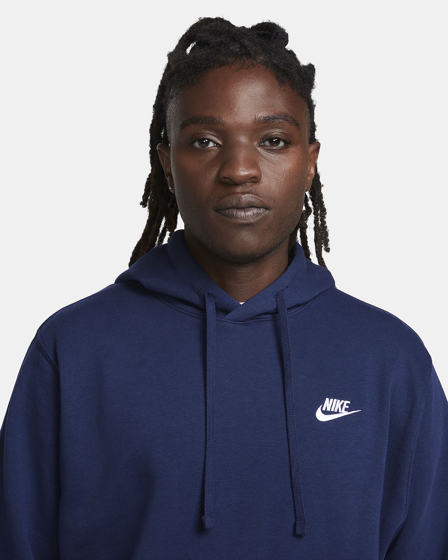 Nike Sportswear Club-pullover-hættetrøje til mænd - Midnight Navy/Midnight Navy/hvid