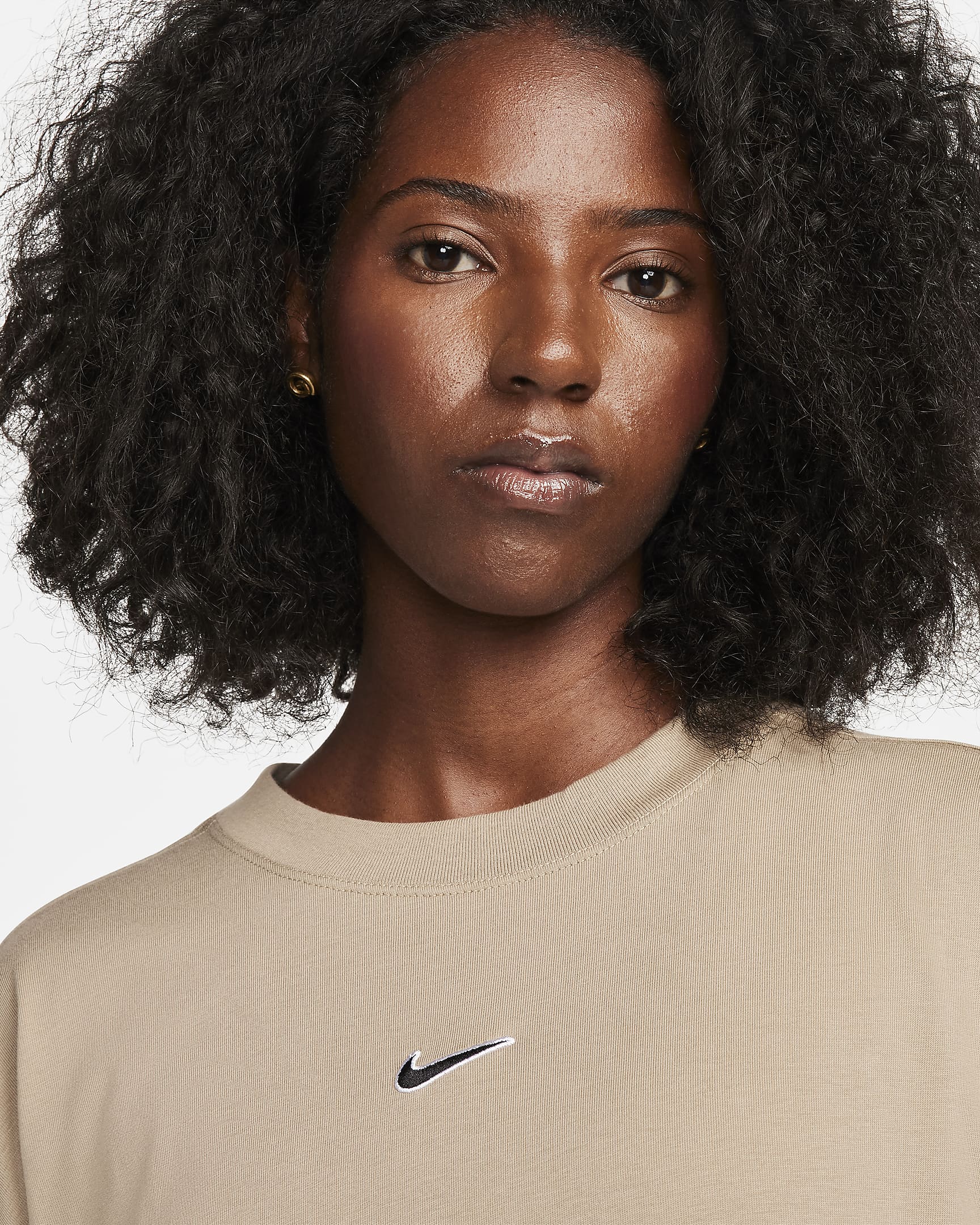 T-shirt à manches longues Nike Sportswear pour femme - Khaki/Blanc