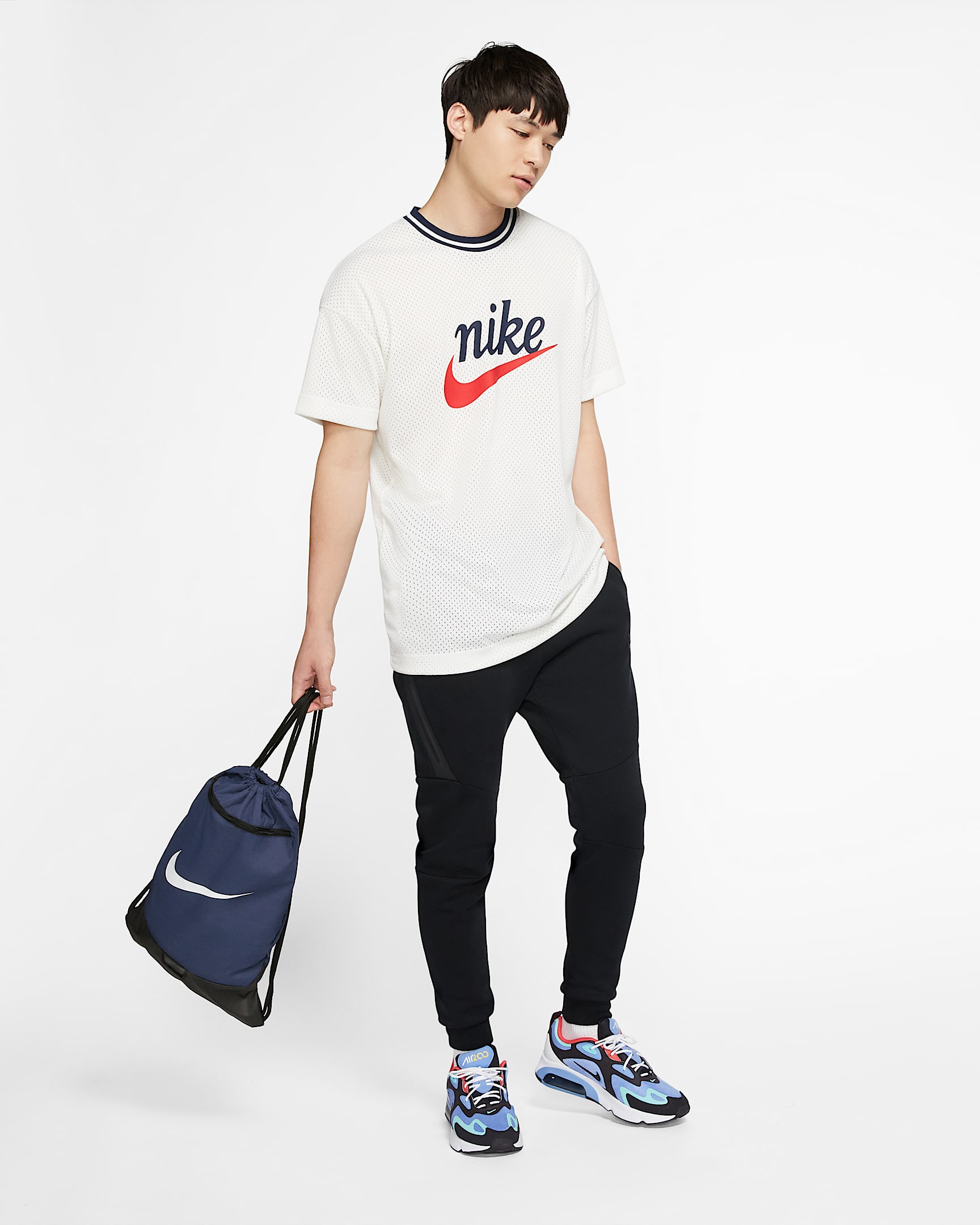 ถุงผ้าสำหรับยิม Nike Brasilia - Midnight Navy/ดำ/ขาว