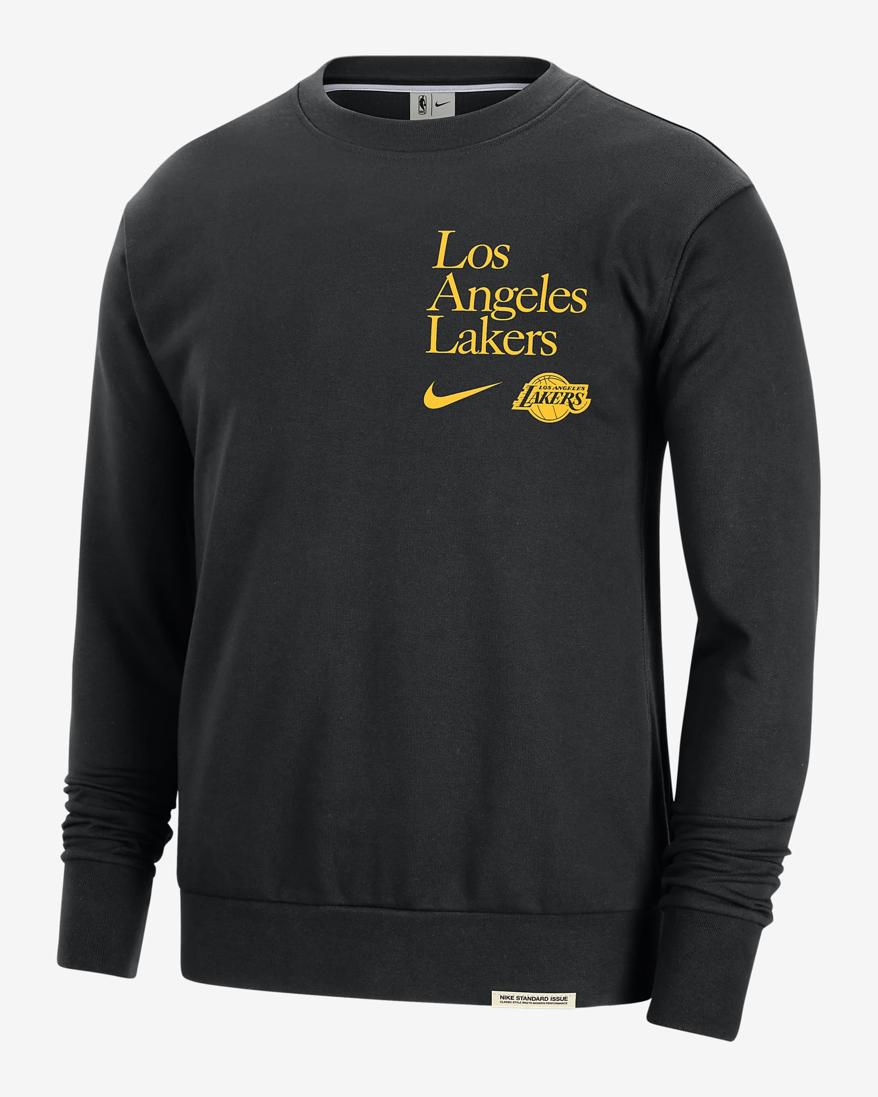 Los Angeles Lakers Standard Issue Nike Dri-FIT NBA-Sweatshirt mit Rundhalsausschnitt für Herren - Schwarz