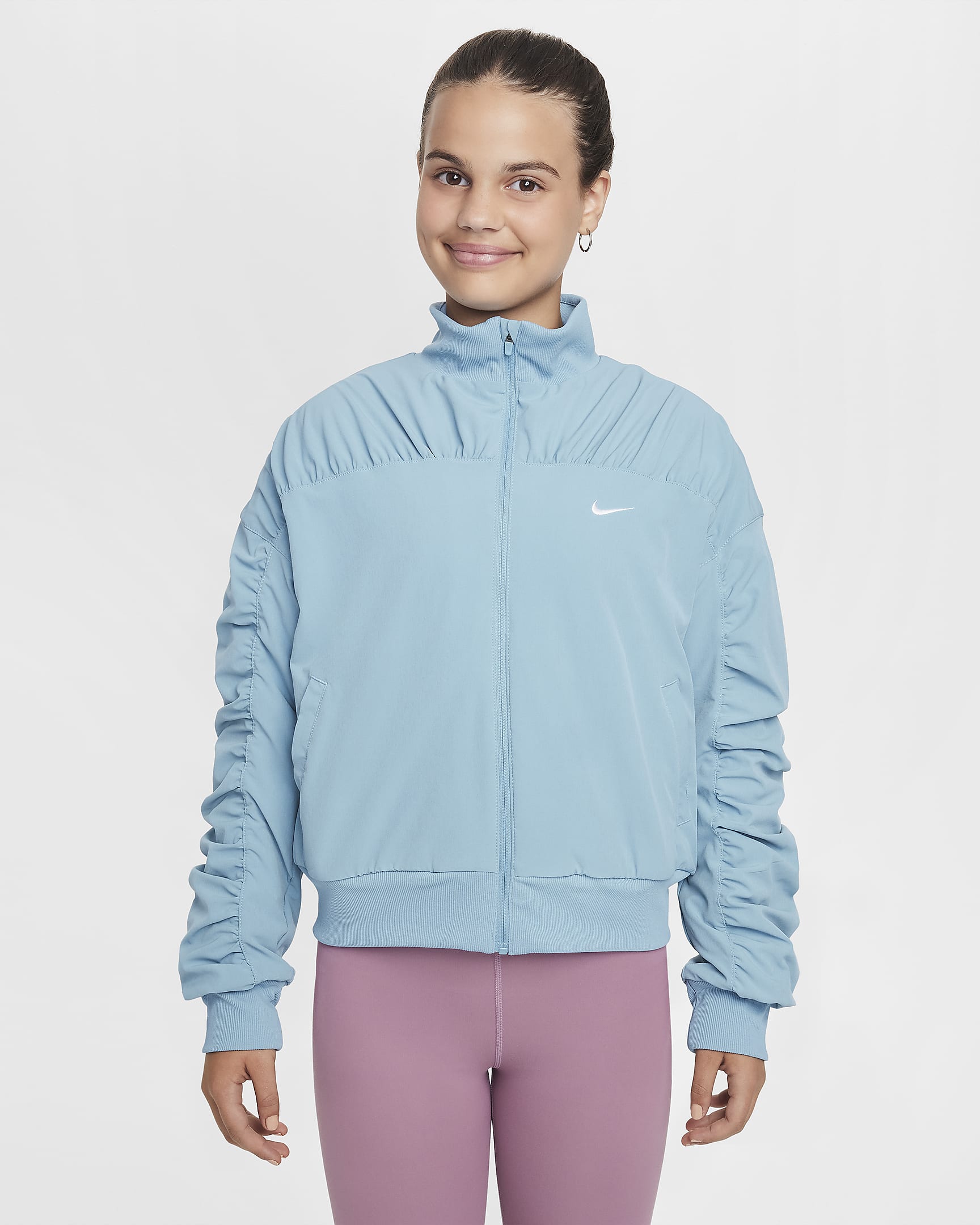 Nike Girls' Dri-FIT Training Jacket - Denim Turquoise/White