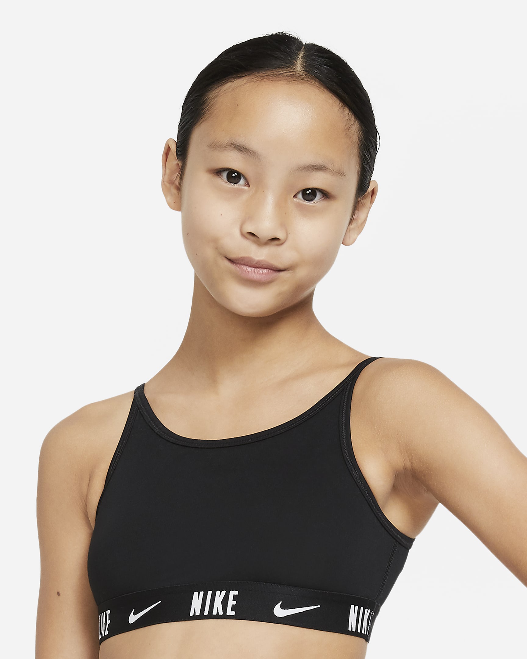 Nike Trophy Big Kids' (Girls') Sports Bra - Black/Black/White