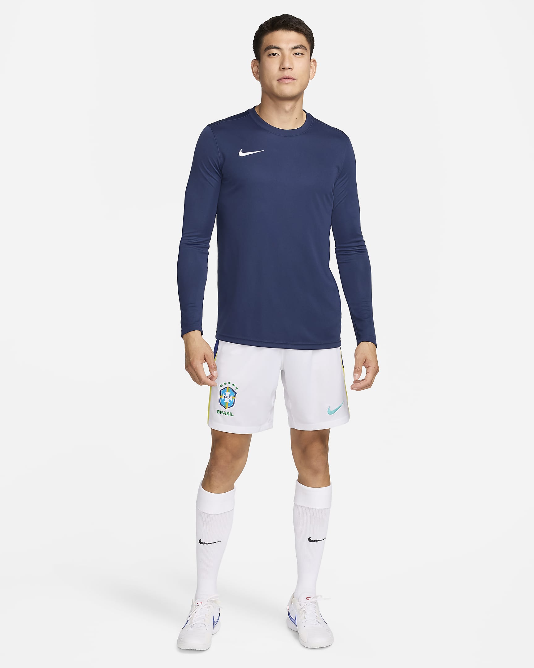 กางเกงฟุตบอลขาสั้น Replica ผู้ชาย Nike Dri-FIT Brazil 2024 Stadium Away - ขาว/Light Retro