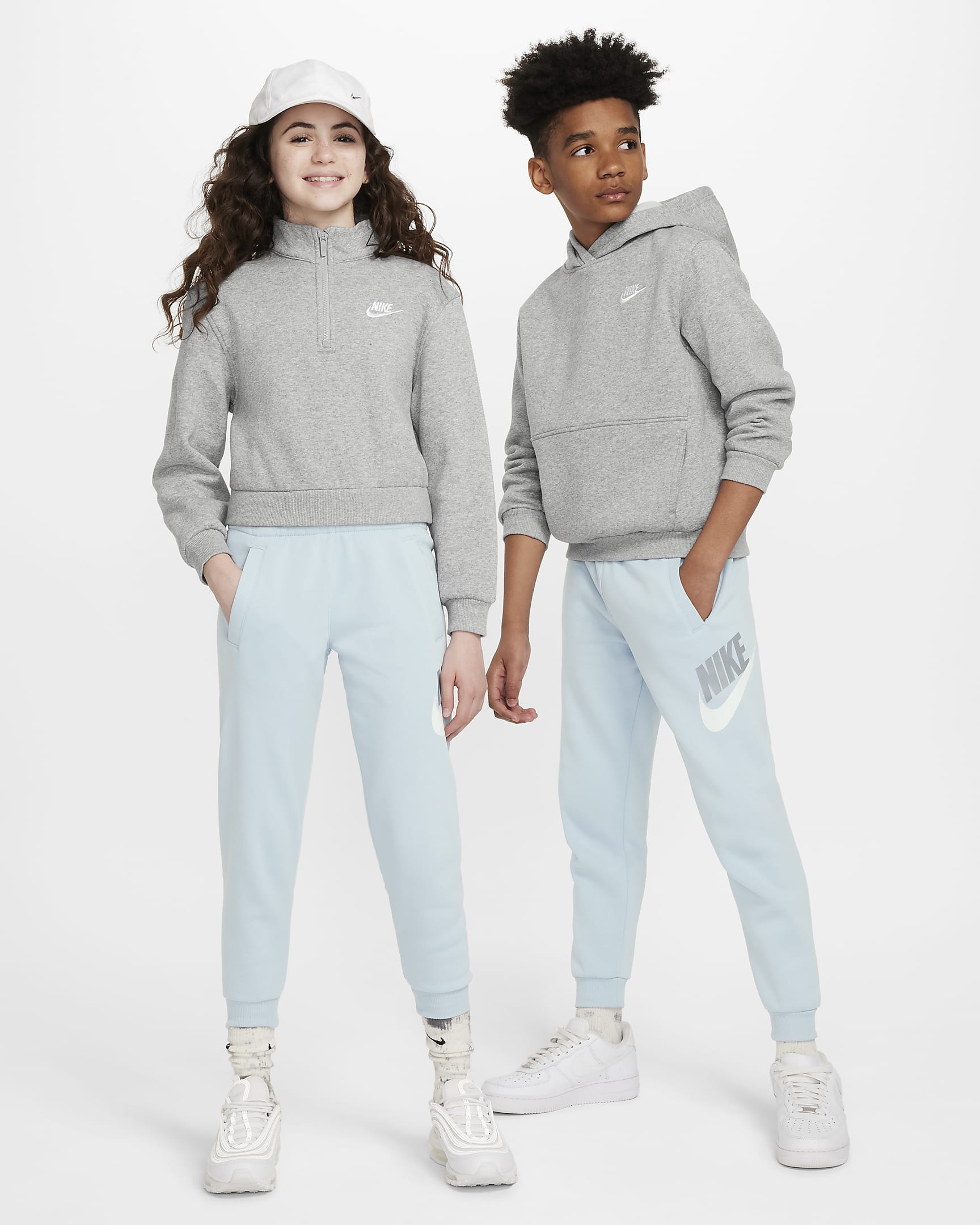 Nike Club Fleece Big Kids' Joggers - Light Armory Blue/White/Ashen Slate