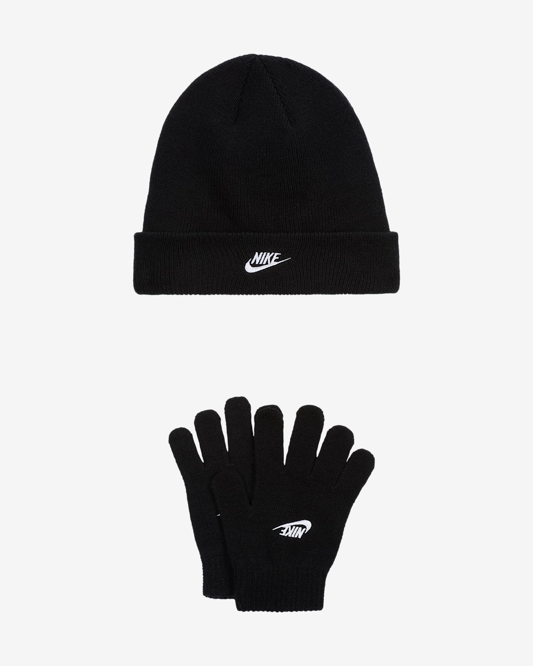 Nike Little Kids' Club Beanie and Gloves Set - Black