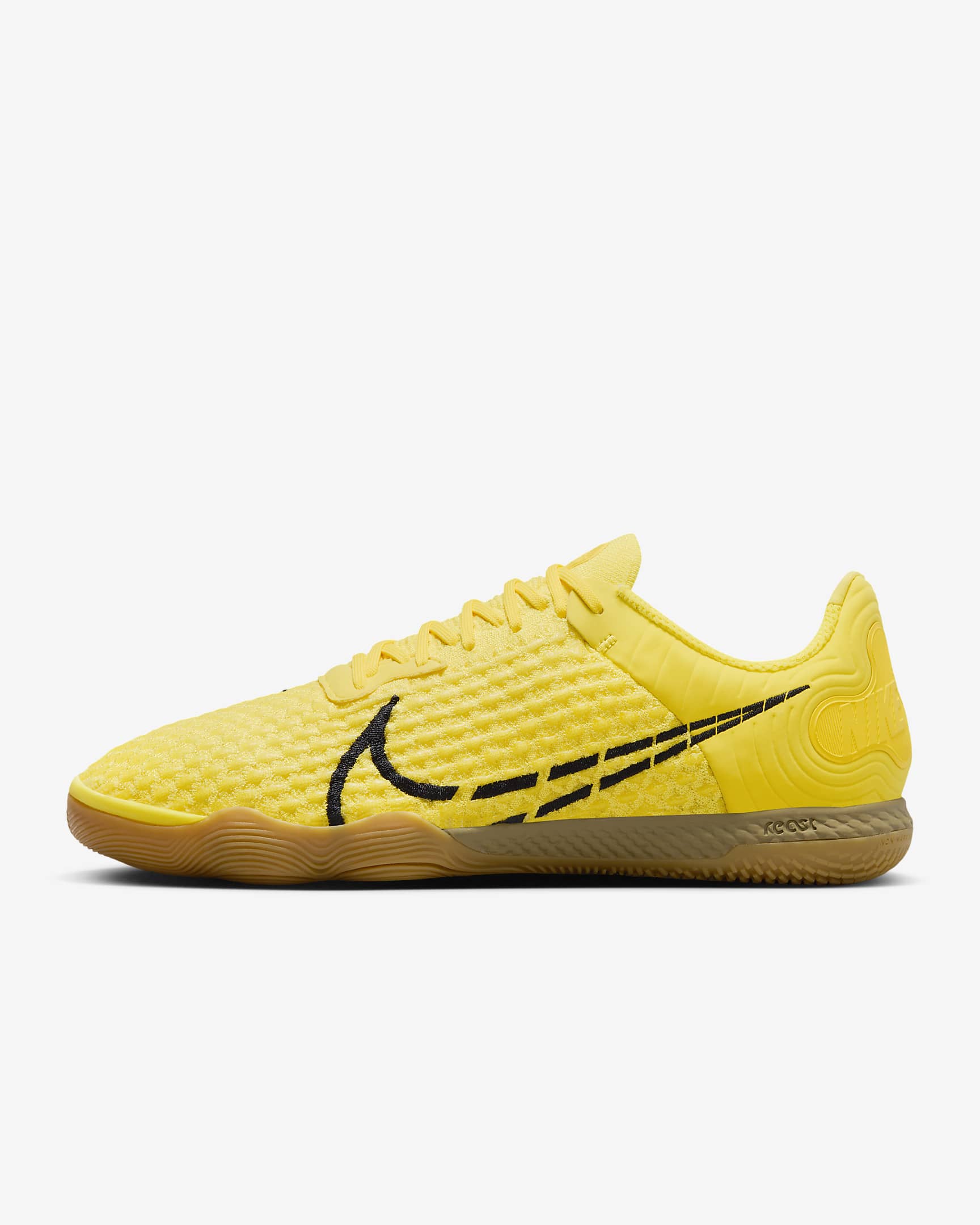 Tacos de fútbol low para cancha cubierta Nike React Gato - Amarillo opti/Marrón claro goma/Negro