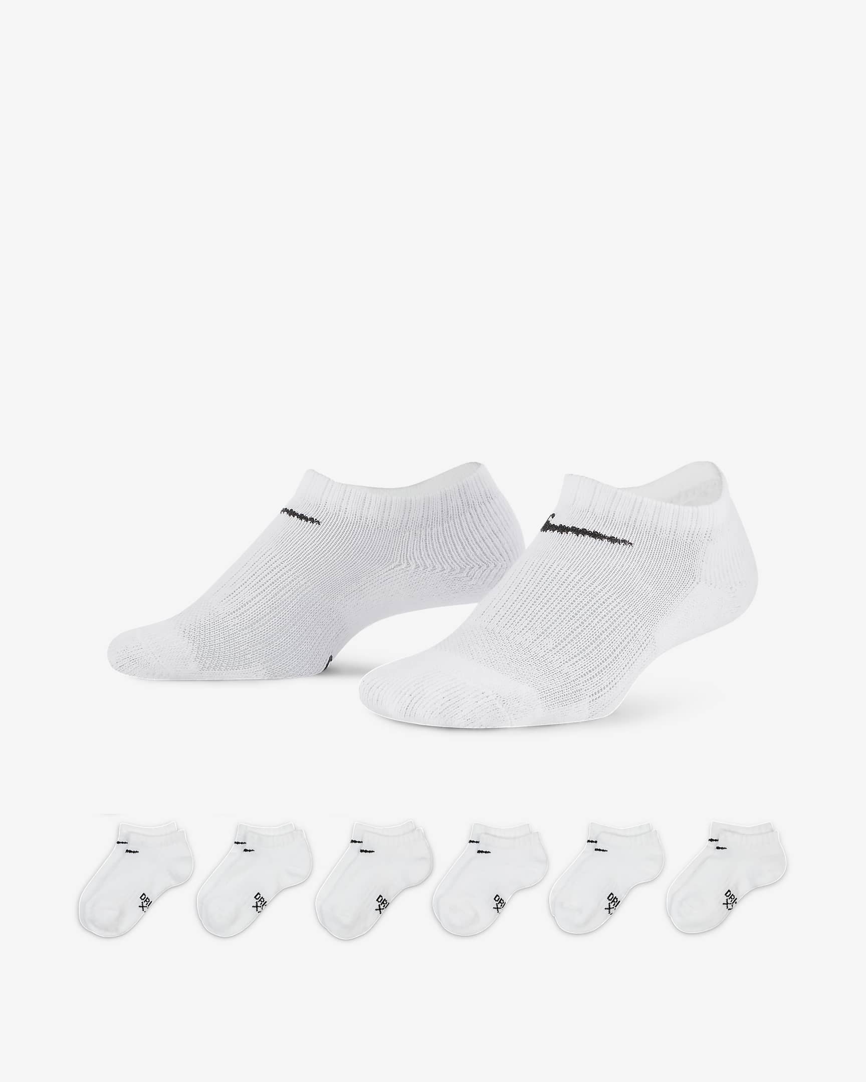 Nike Dri-FIT Little Kids' No-Show Socks (6 Pairs) - White