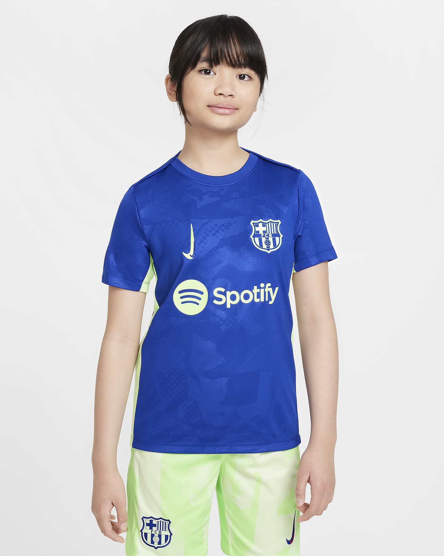 Předzápasové fotbalové tričko Nike Dri-FIT FC Barcelona Academy Pro Third pro větší děti - Old Royal/Old Royal/Lime Blast/Lime Blast