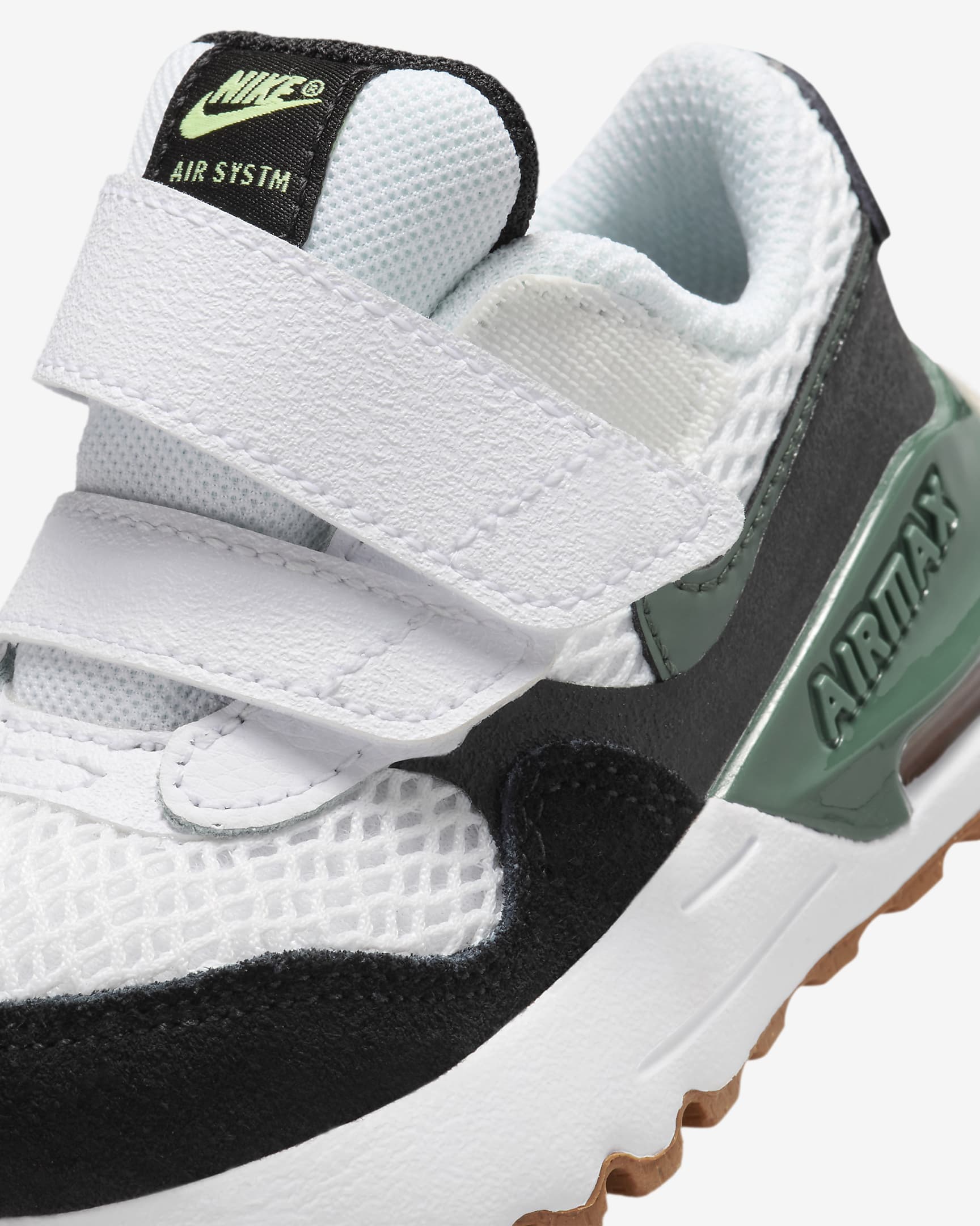 Nike Air Max SYSTM Baby/Toddler Shoes - White/Black/Barely Volt/Vintage Green