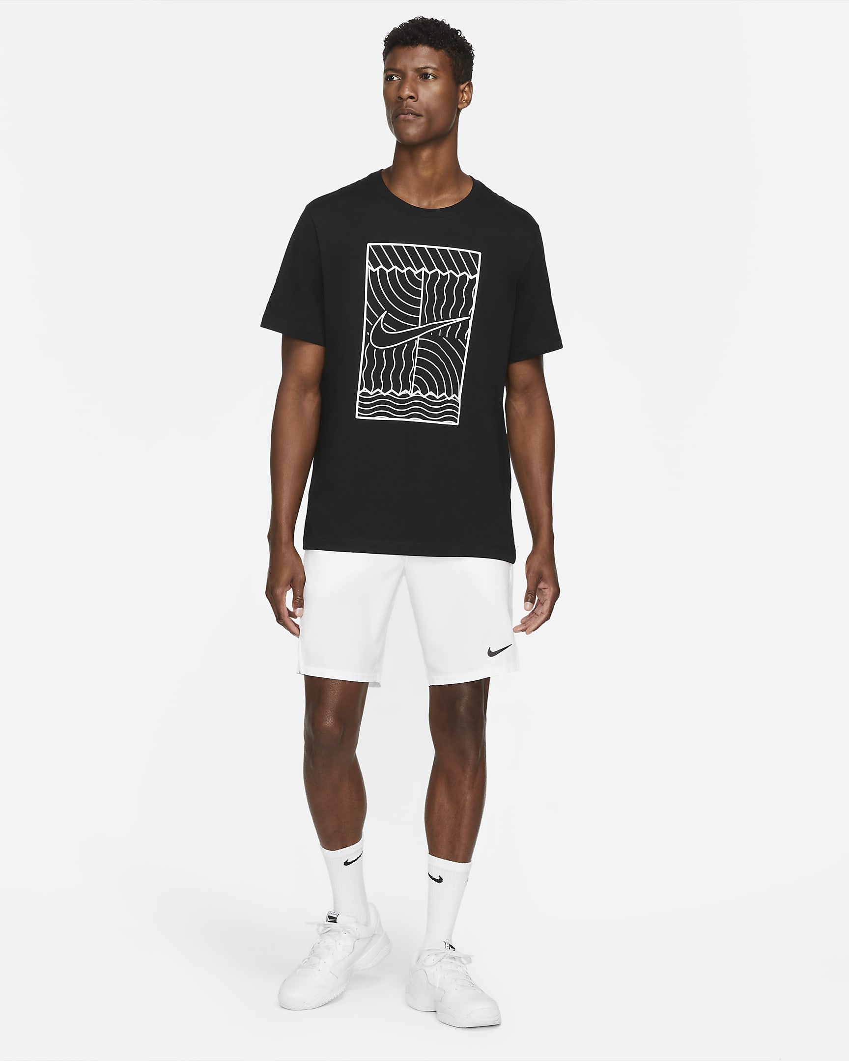 NikeCourt Men's Tennis T-Shirt - Black/White