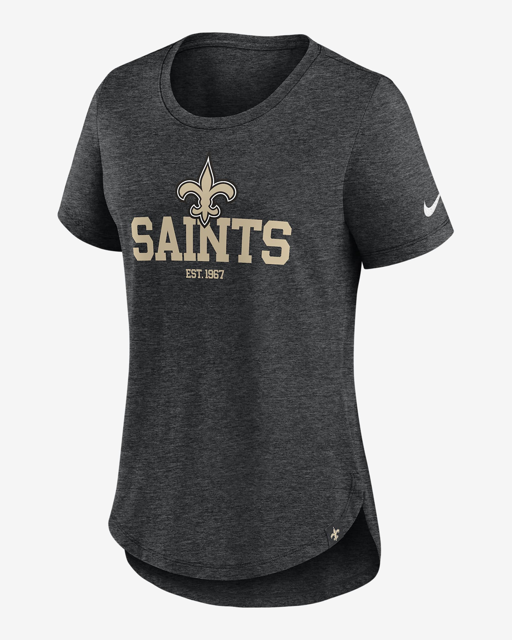 New Orleans Saints Women's Nike NFL T-Shirt - Black Heather