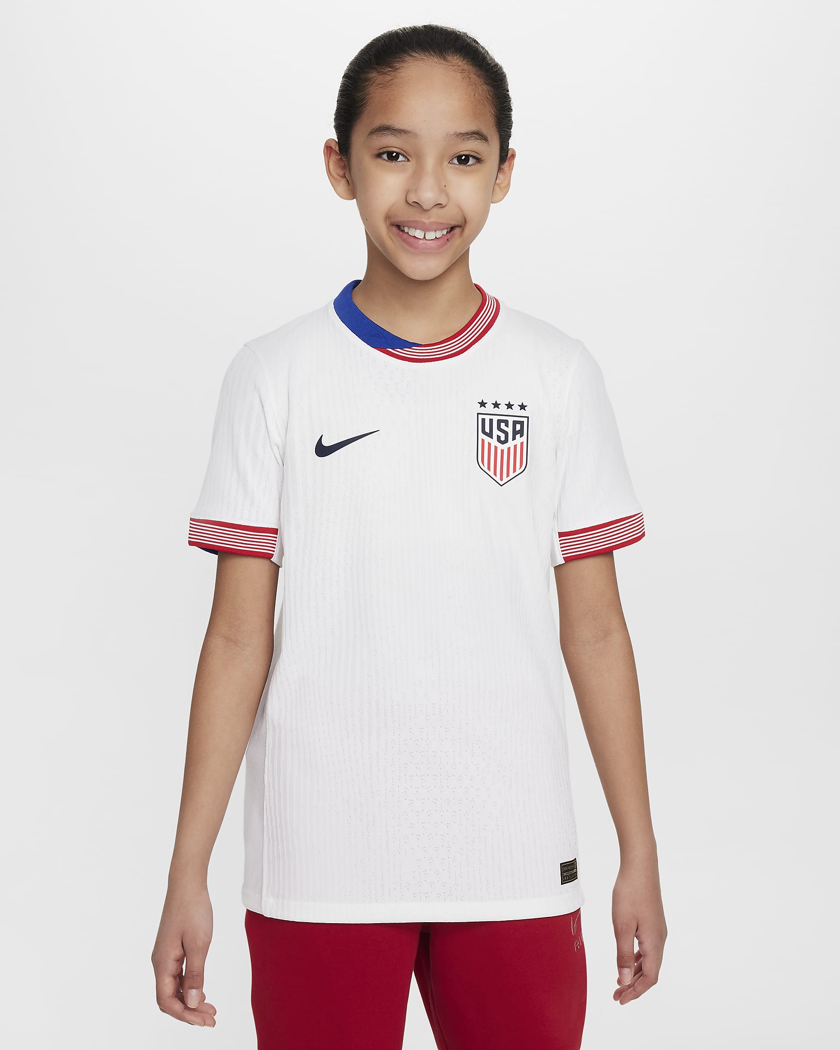 USWNT 2024 Match Home Big Kids' Nike Dri-FIT ADV Soccer Authentic Jersey - White/Obsidian