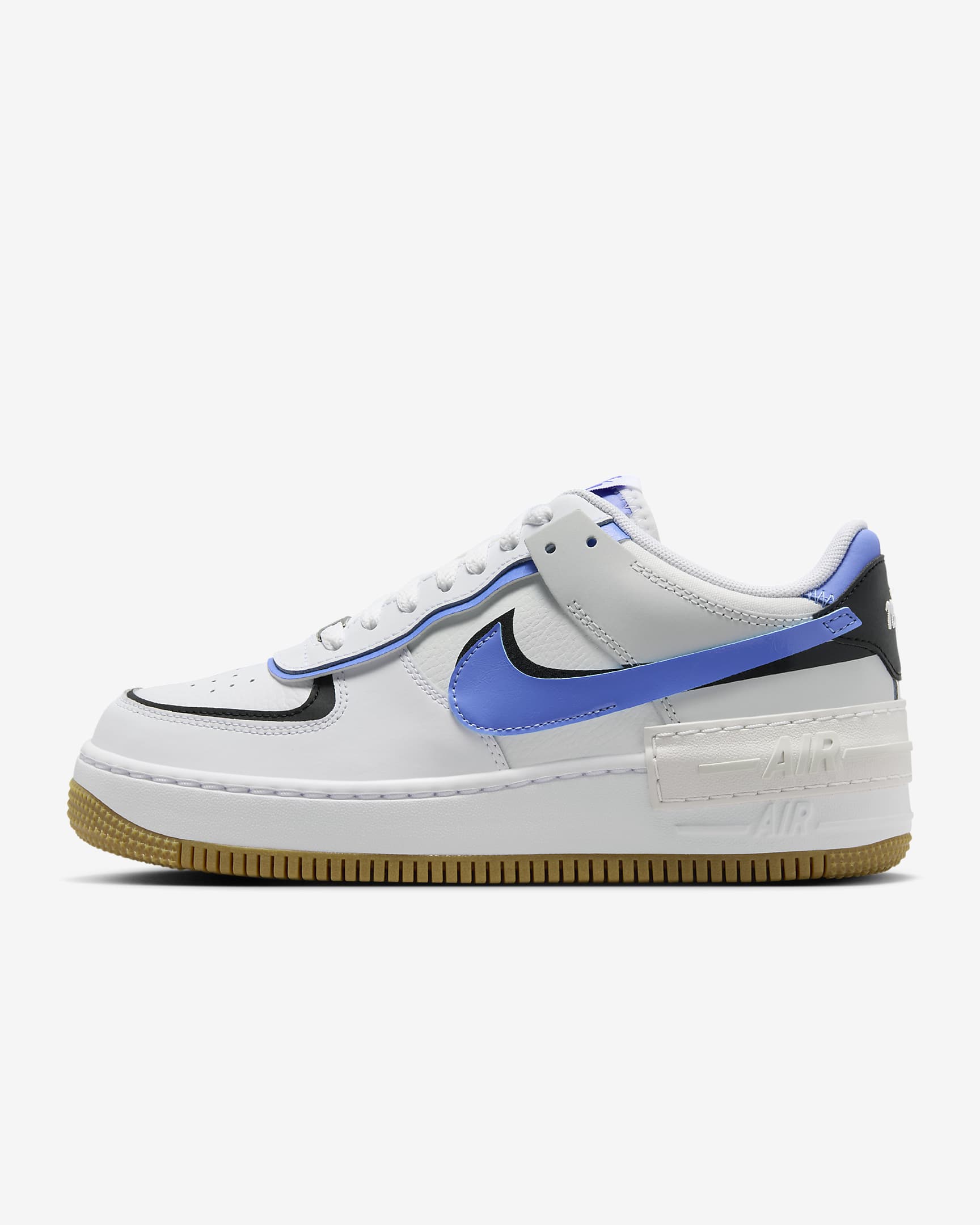 Nike Air Force 1 Shadow Damesschoen - Wit/Zwart/Photon Dust/Royal Pulse