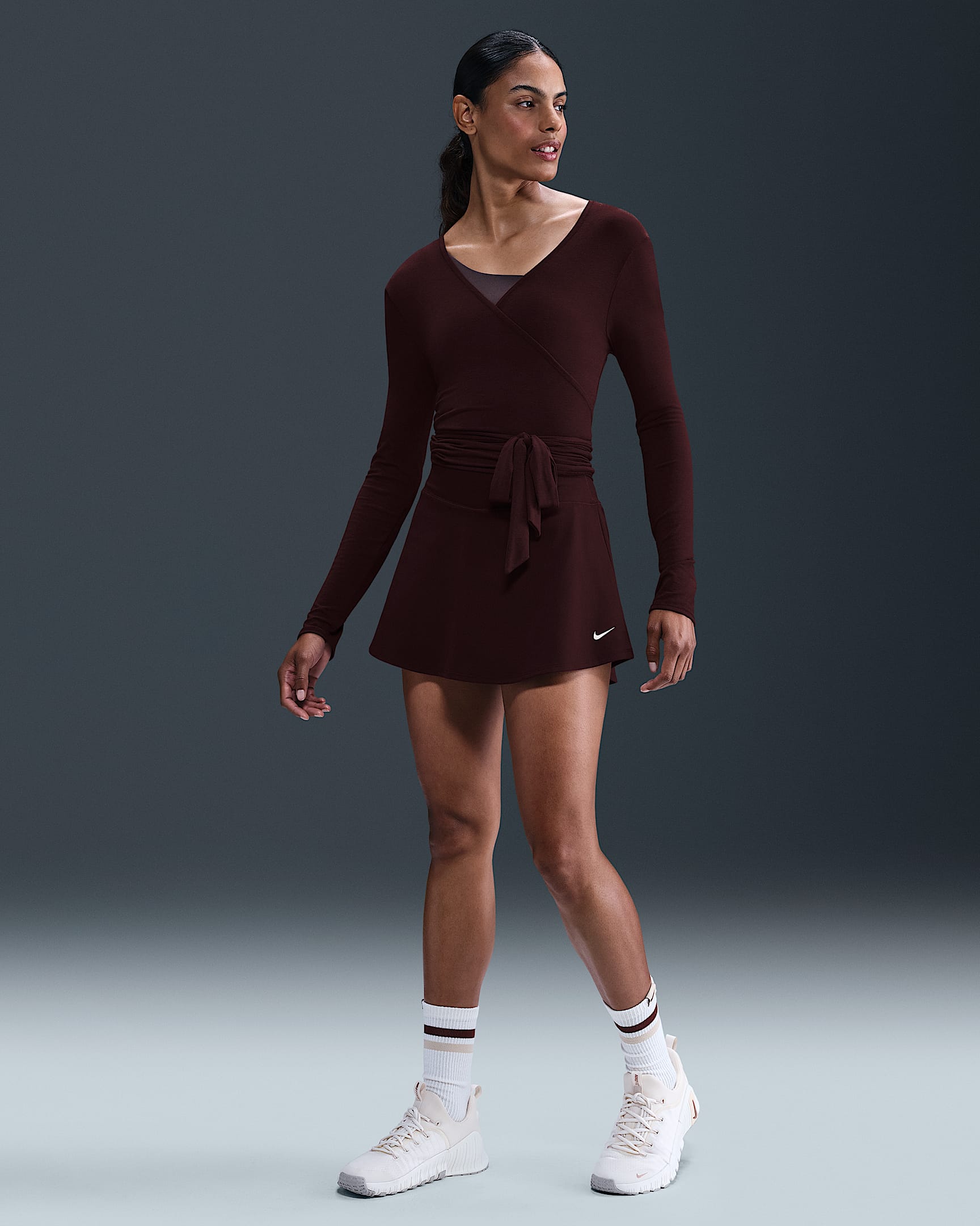 Nike One Women's Dri-FIT Skirt - Burgundy Crush/White