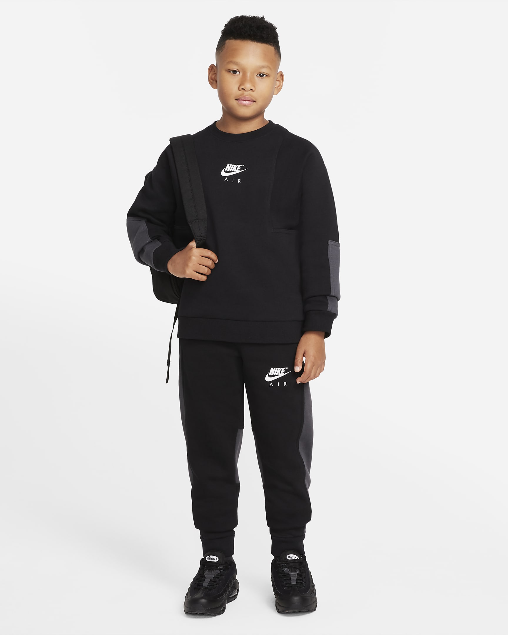 Nike Air Big Kids' (Boys') Sweatshirt - Black/Anthracite/White