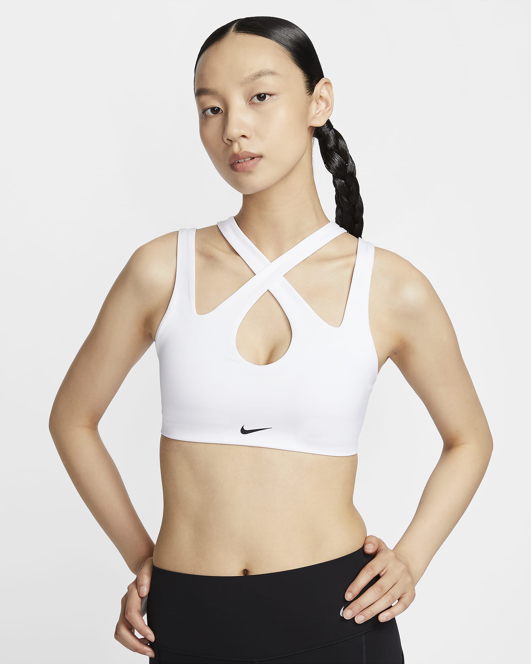 Nike Freestyle 女款輕度支撐型襯墊運動內衣 - 白色/黑色