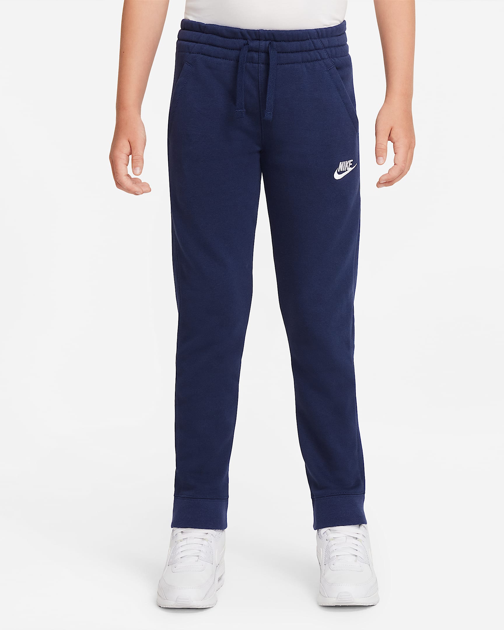 Pantalones de French Terry para nño talla grande Nike Sportswear Club - Azul marino medianoche/Blanco