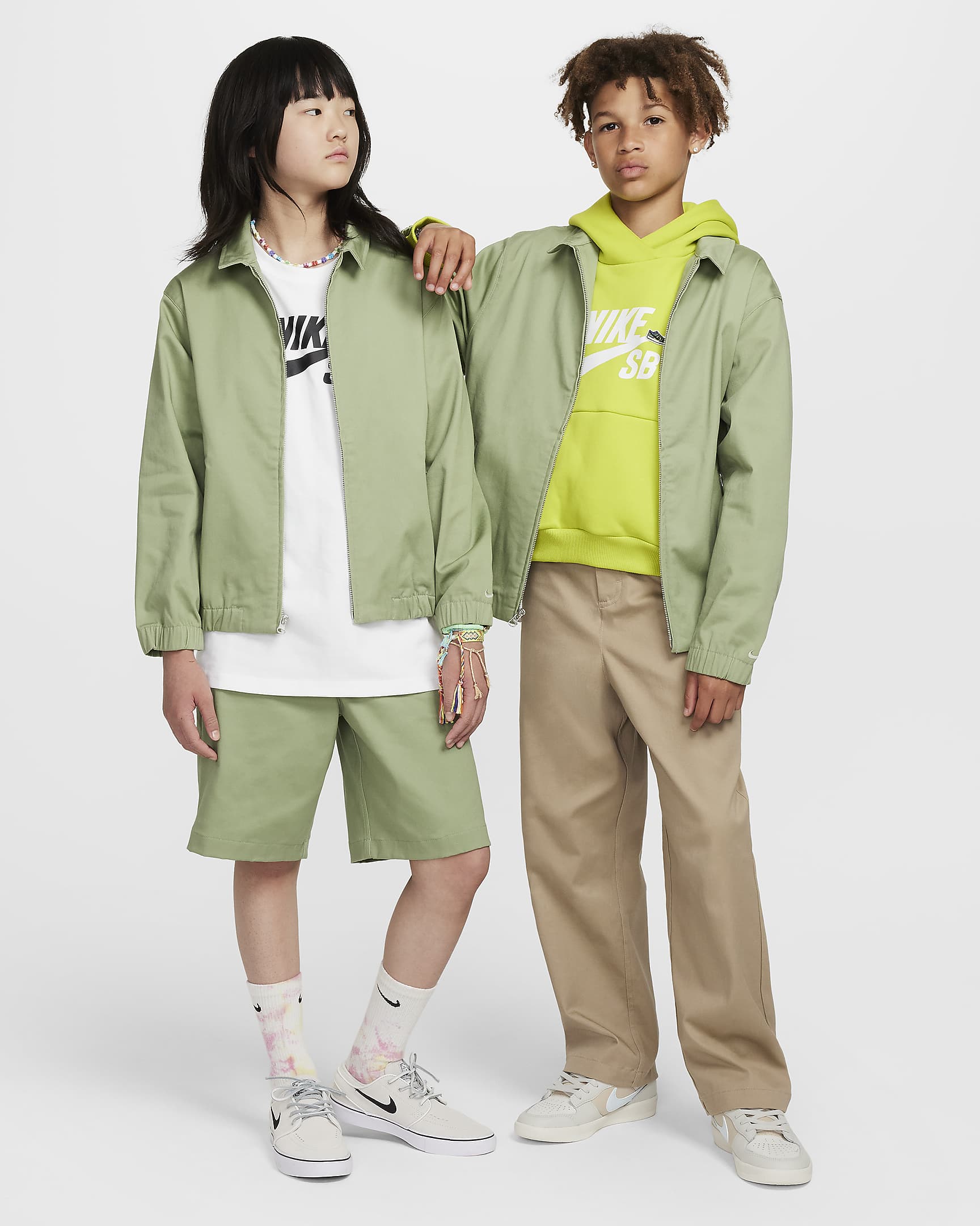 Nike SB Big Kids' Skate Coaches Jacket - Oil Green/Jade Horizon