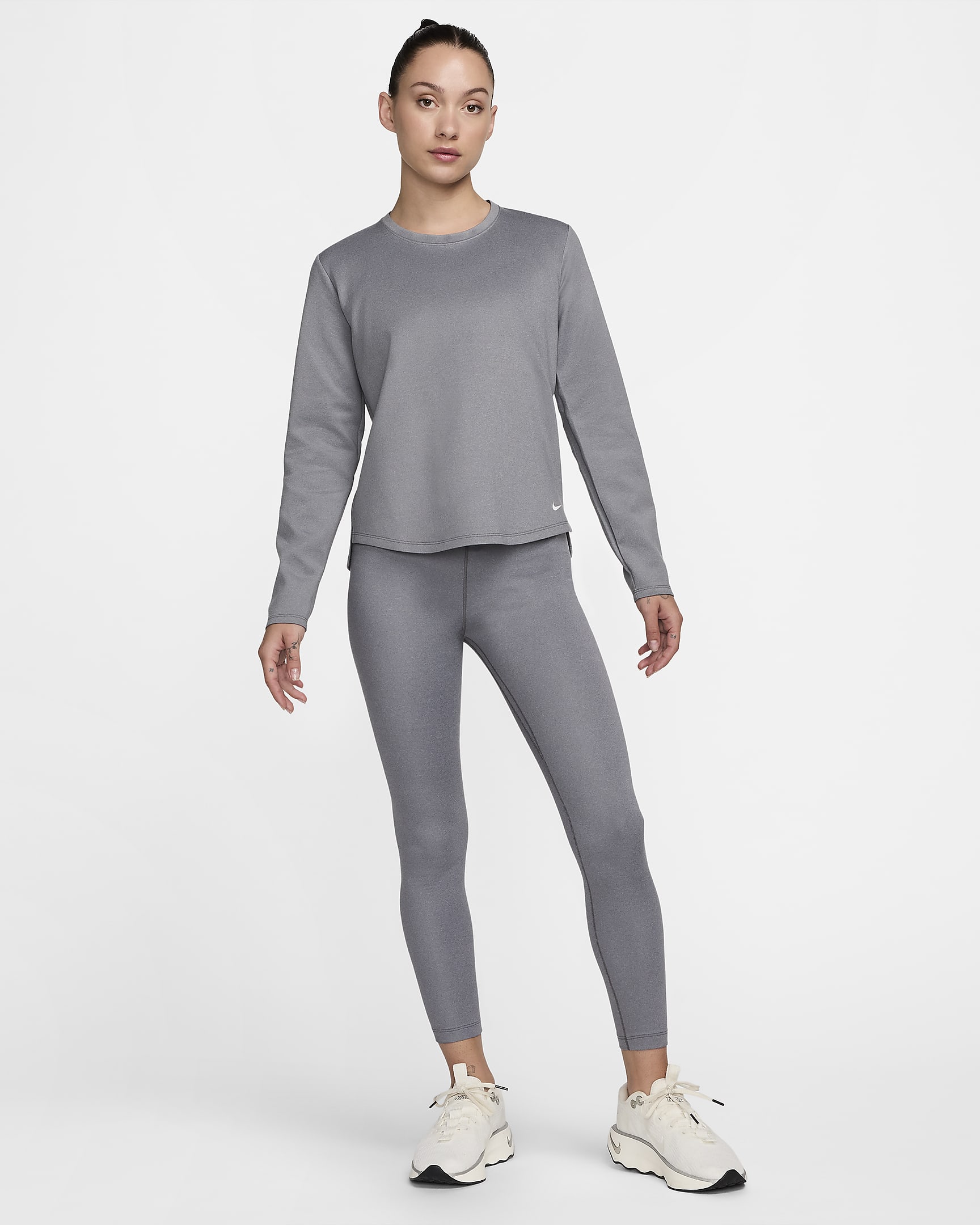 Prenda para la parte superior de manga larga para mujer Nike Therma-FIT One - Gris humo/Jaspeado/Blanco