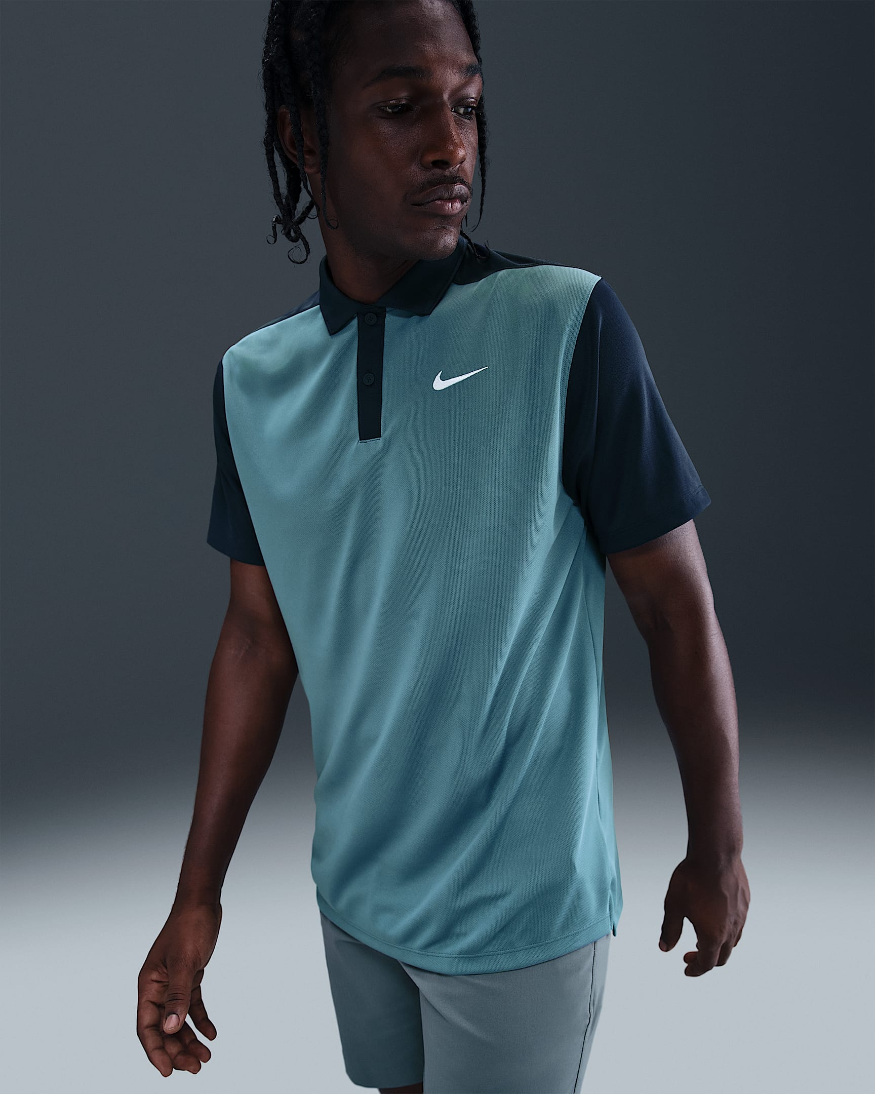 Nike Victory+ Men's Dri-FIT Golf Polo - Smokey Blue/Obsidian/White