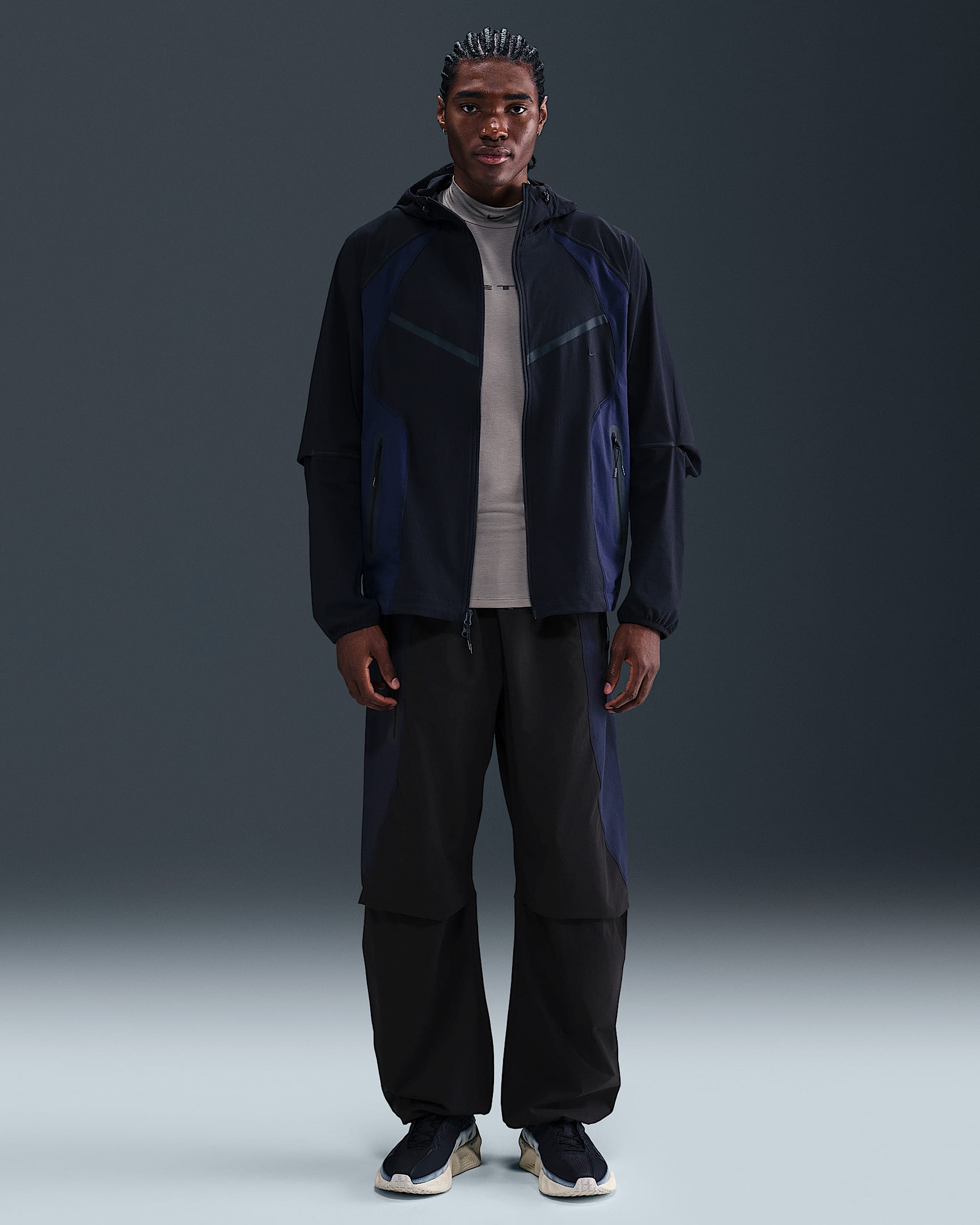 Pants de tejido Woven Dri-FIT de colores contrastantes de ajuste holgado para hombre Nike Tech - Negro/Obsidiana/Negro