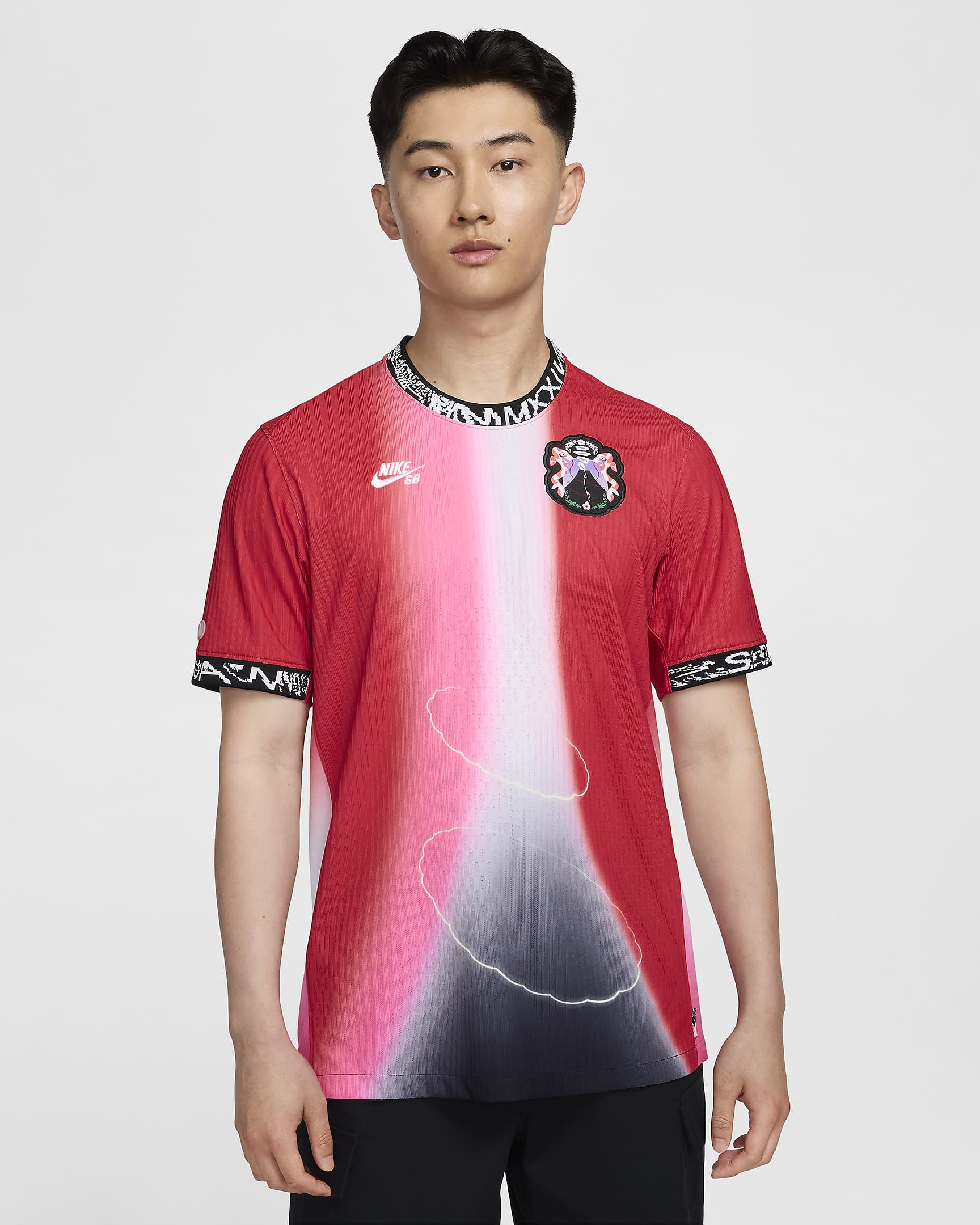 Nike SB Japan Men's Dri-FIT ADV Short-Sleeve Skate Jersey - University Red/Black/White/White