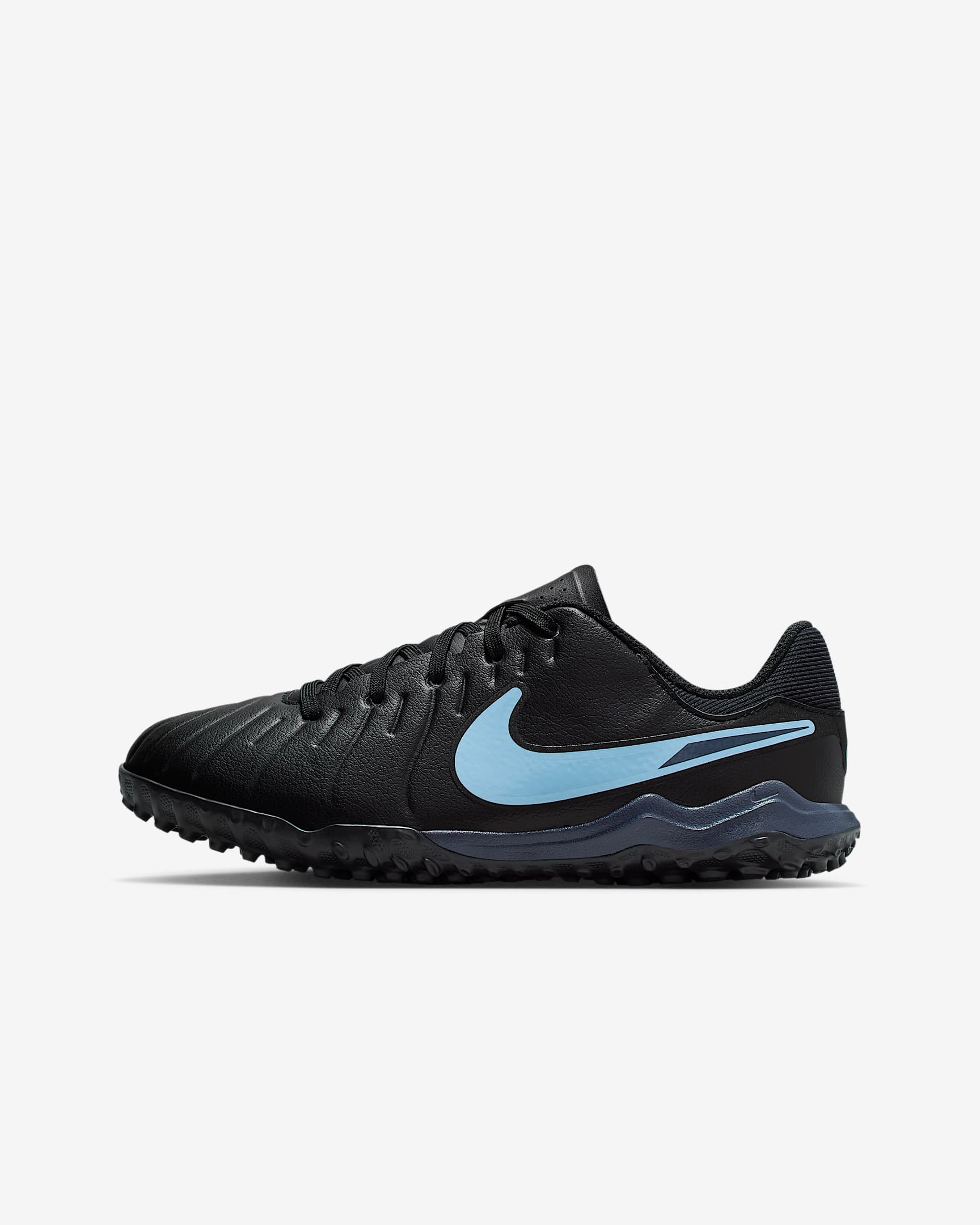 Nike Jr. Tiempo Legend 10 Academy 小/大童人工短草草皮低筒足球鞋 - 黑色/黑色