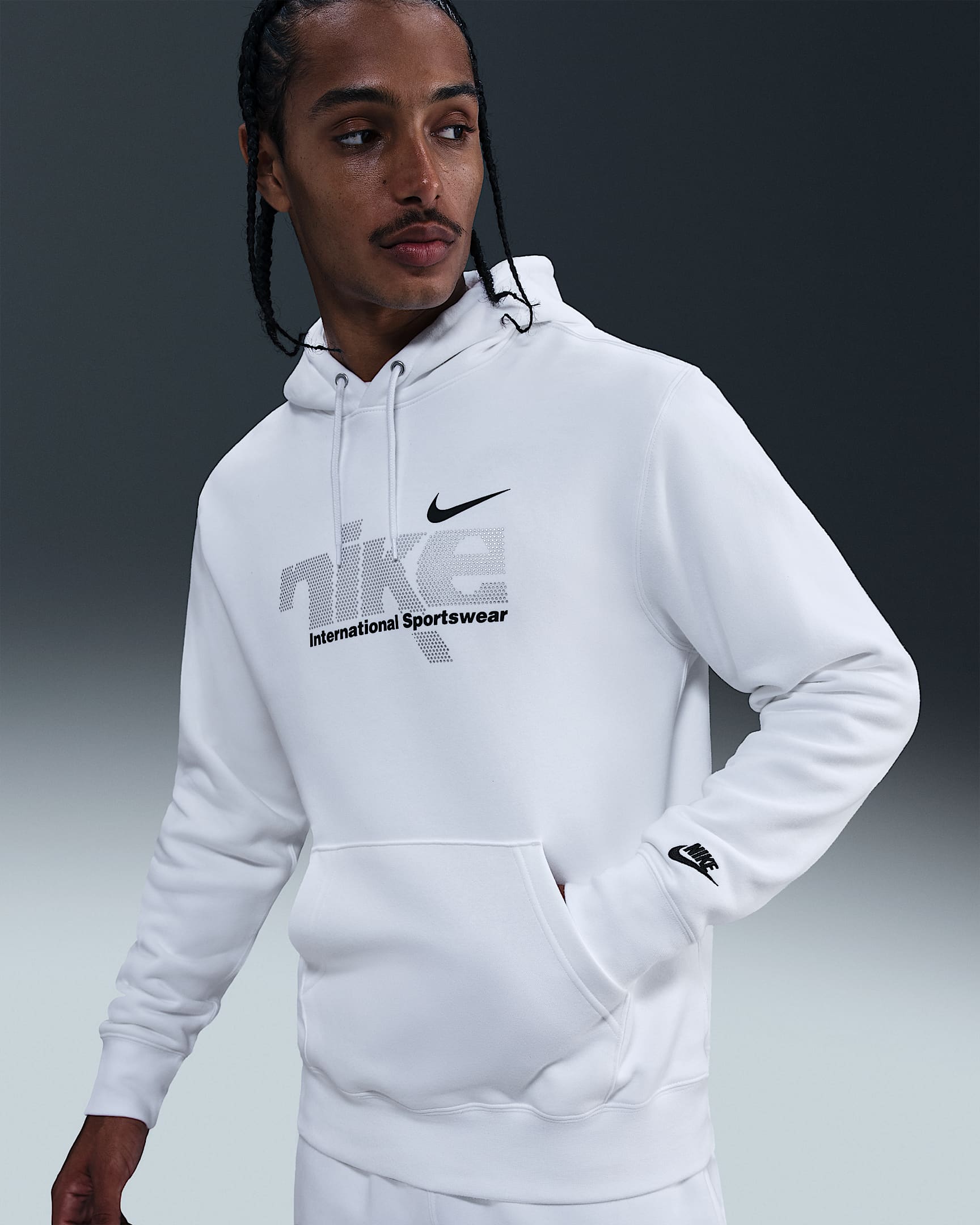 Nike Sportswear Club Men's Fleece Pullover Hoodie - White/Metallic Silver