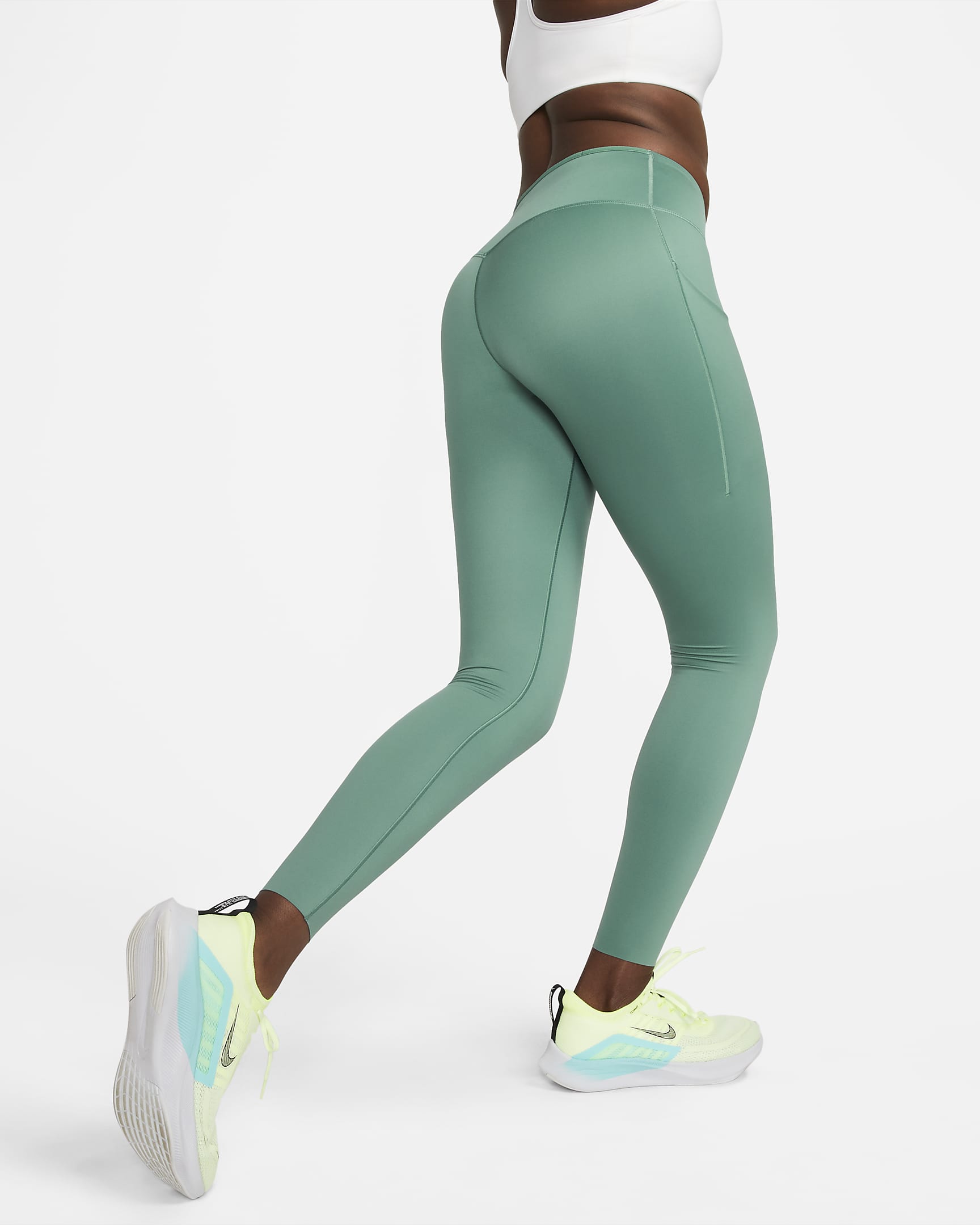 Legging taille mi-haute à maintien supérieur et coupe longue avec poches Nike Go pour femme - Bicoastal/Noir