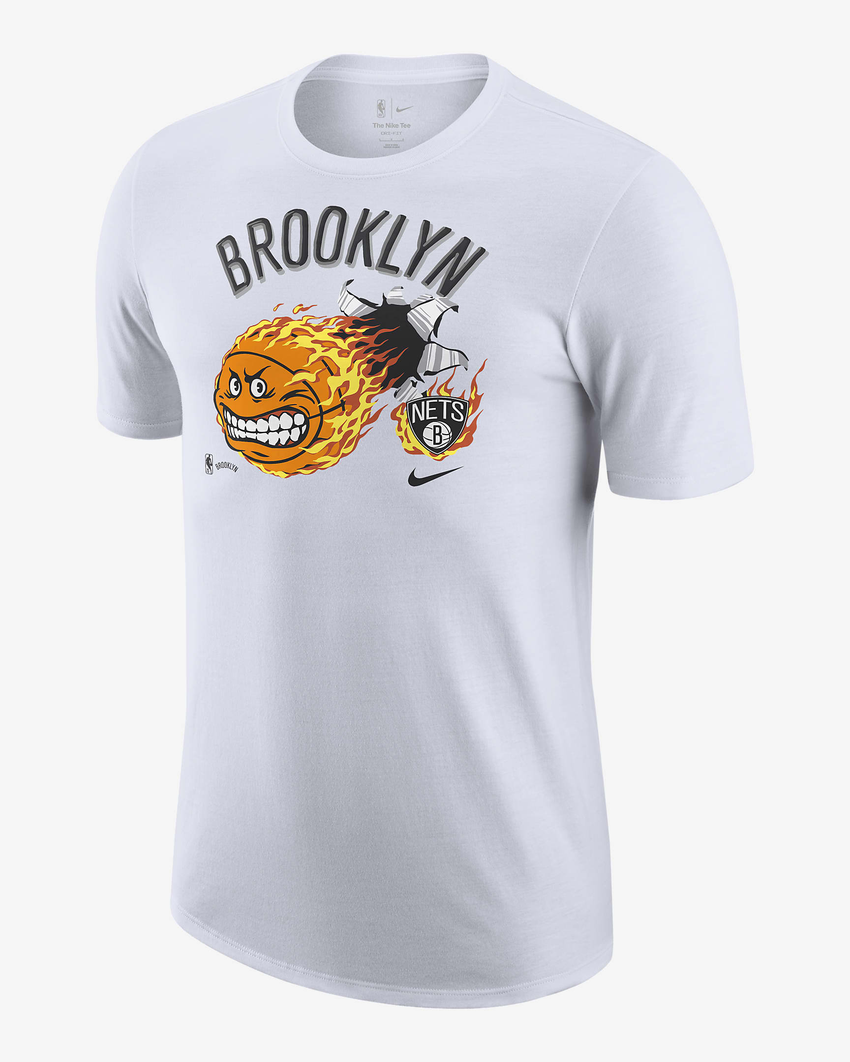 Playera Nike Dri-FIT NBA para hombre Brooklyn Nets Cartoon Ball - Blanco