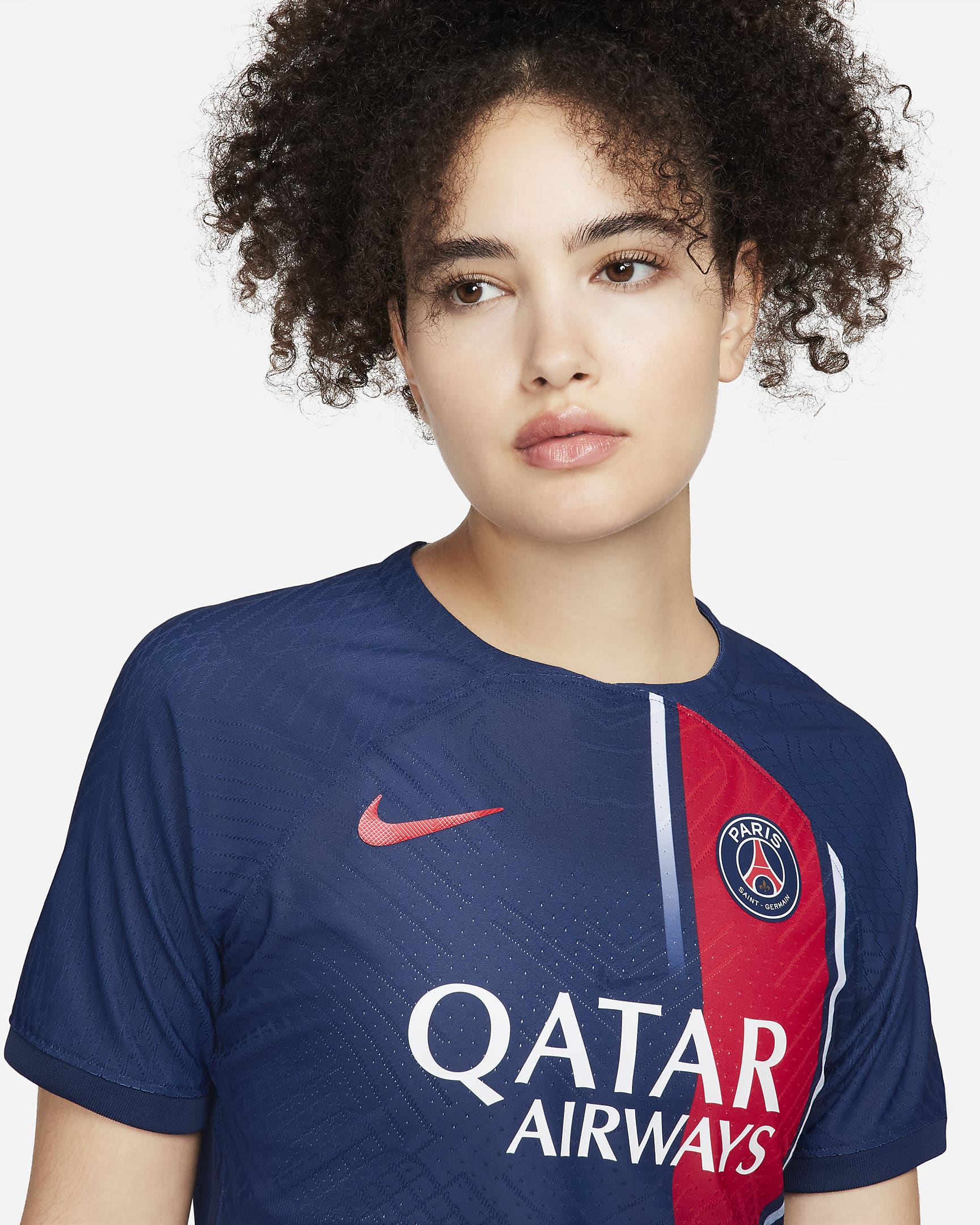 Jersey de fútbol Nike Dri-FIT ADV para mujer Paris Saint-Germain local 2023/24 Match - Azul marino medianoche/Rojo universitario/Rojo universitario