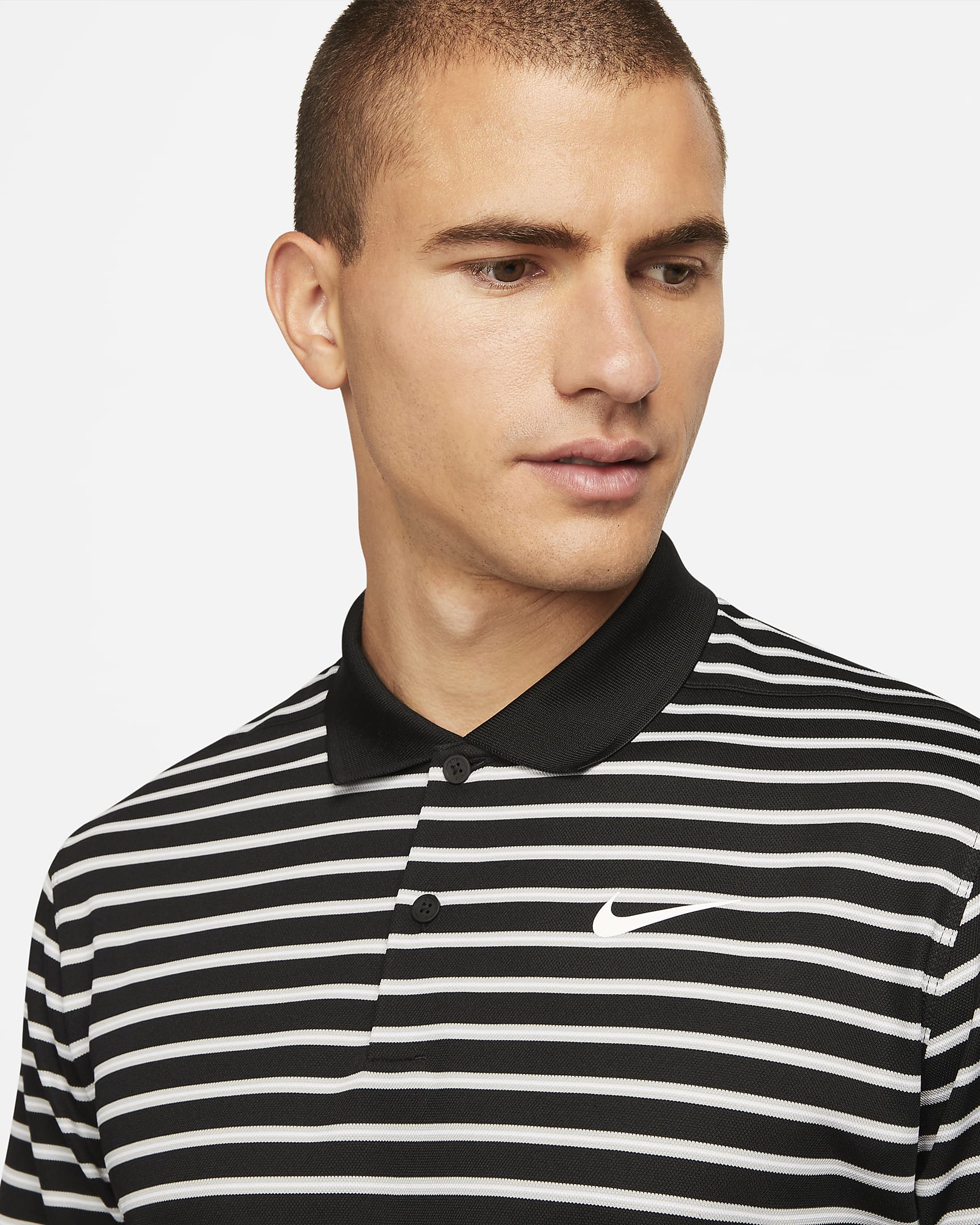 Polo de golf à rayures Nike Dri-FIT Victory pour homme - Noir/Blanc