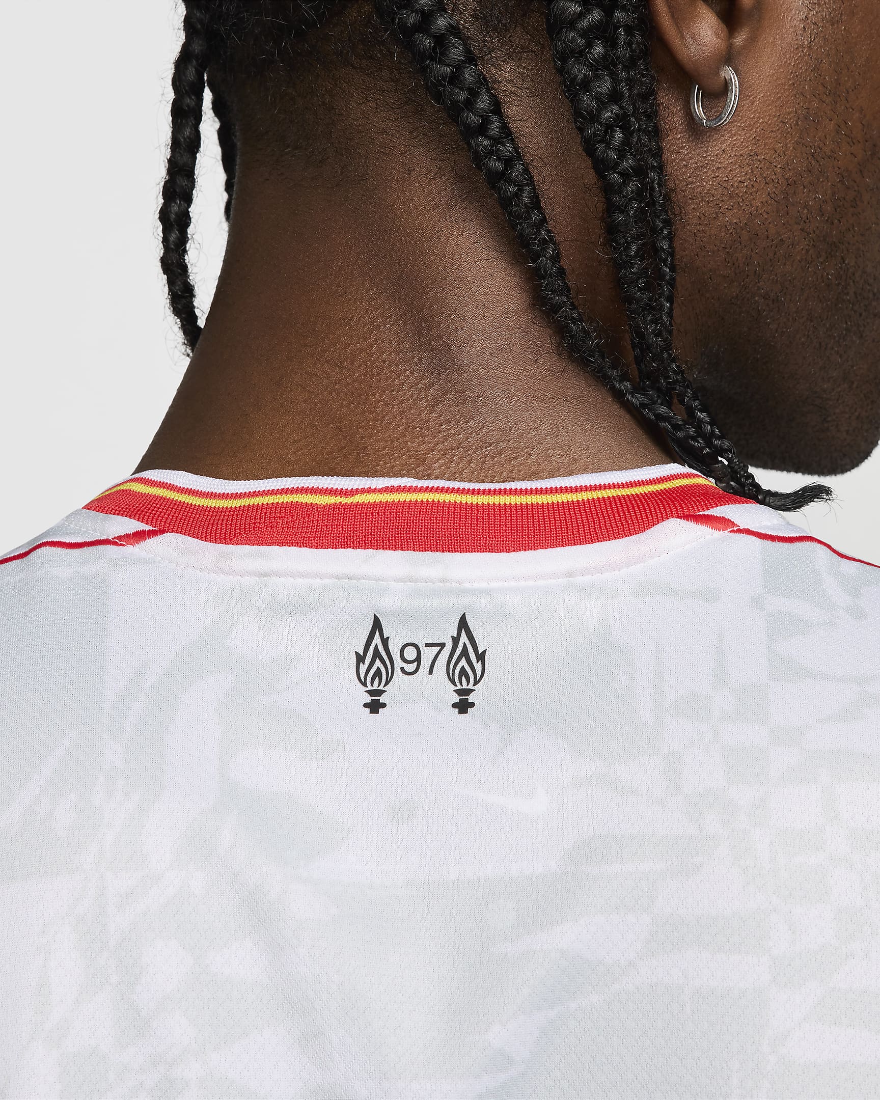 Męska koszulka piłkarska Nike Dri-FIT Liverpool F.C. Stadium 2024/25 (wersja trzecia) – replika - Biel/Pure Platinum/Czerń/Global Red