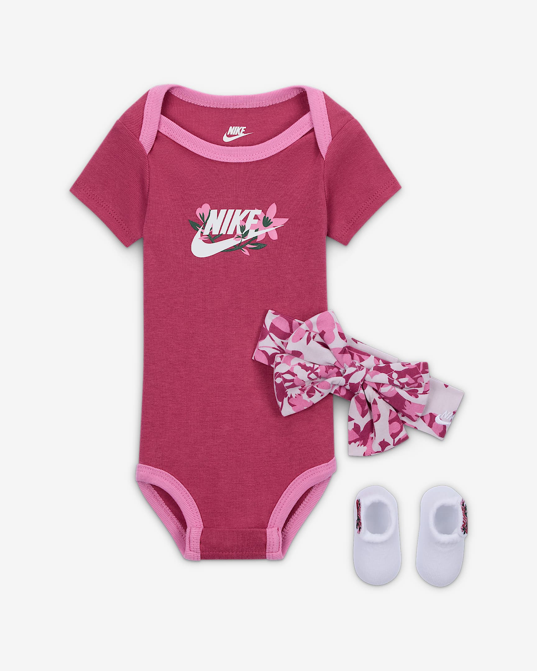 Nike Baby (0-9M) 3-Piece Printed Club Boxed Set - Sweet Beet
