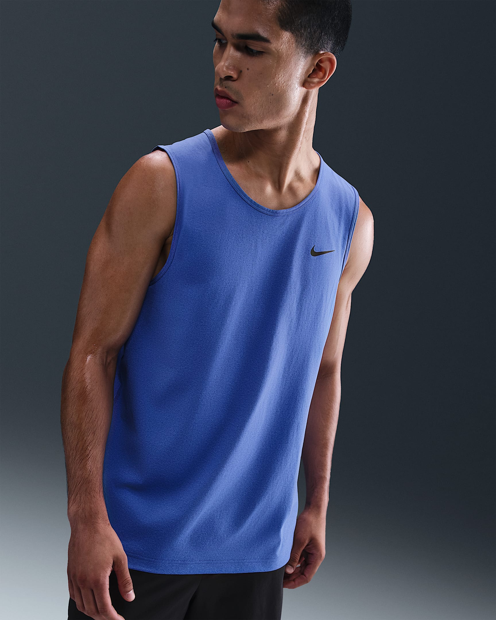 Pánské fitness tílko Nike Dri-FIT Hyverse bez rukávů - Comet Blue/Černá
