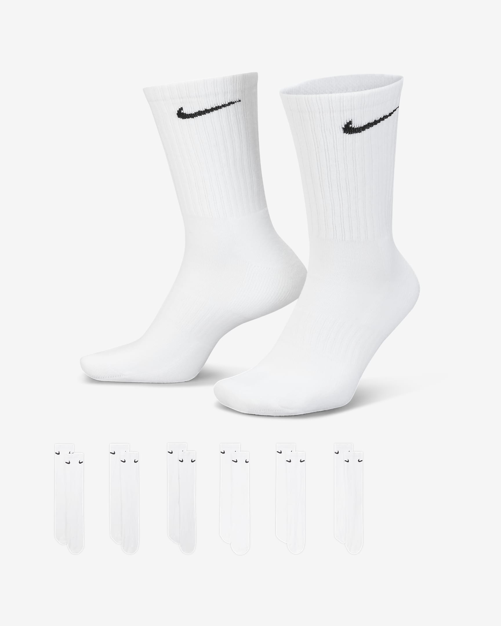 Nike Everyday Cushioned Mitjons alts d'entrenament (6 parells) - Blanc/Negre