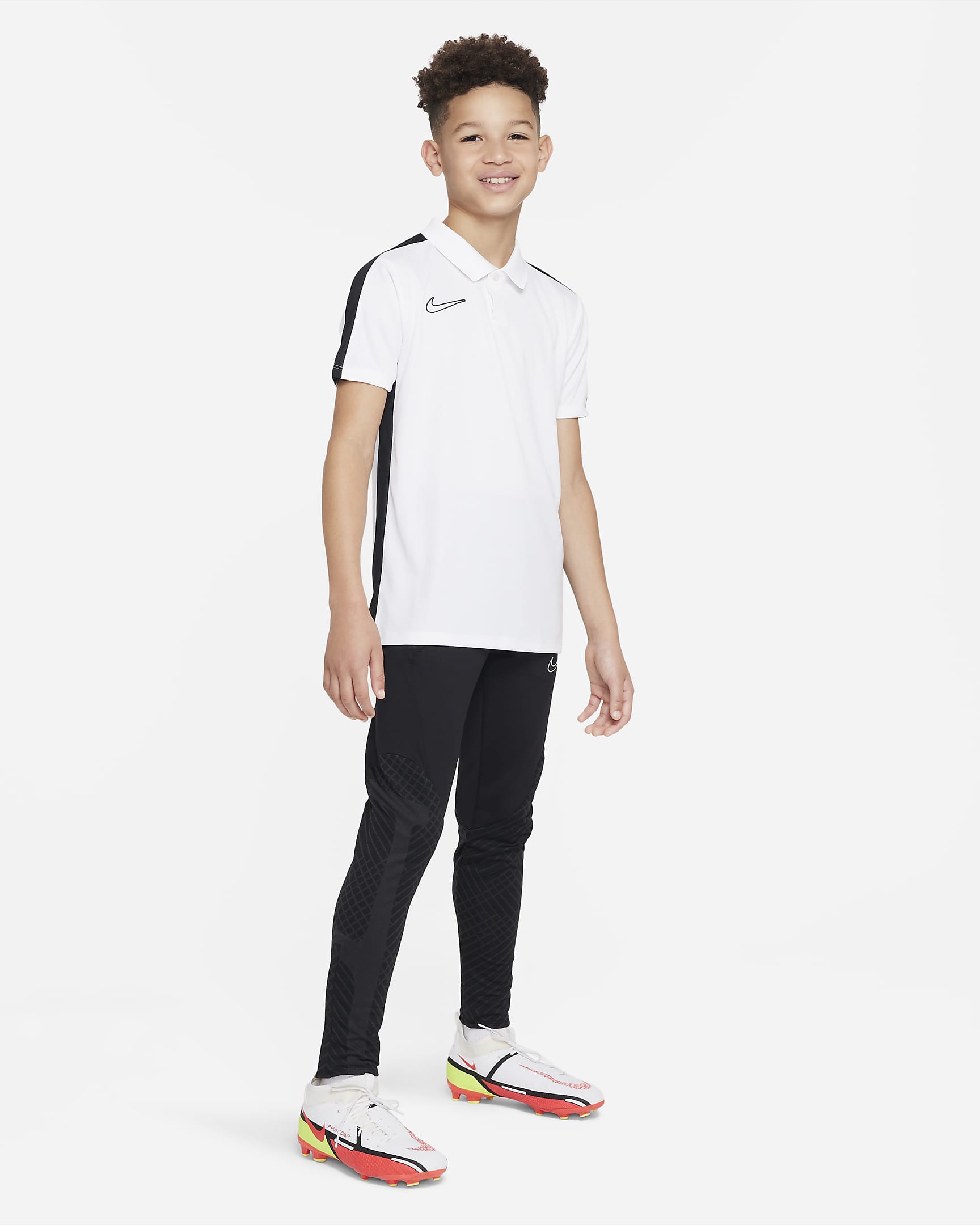 Nike Dri-FIT Academy Older Kids' Short-Sleeve Polo (Stock) - White/Black/Black