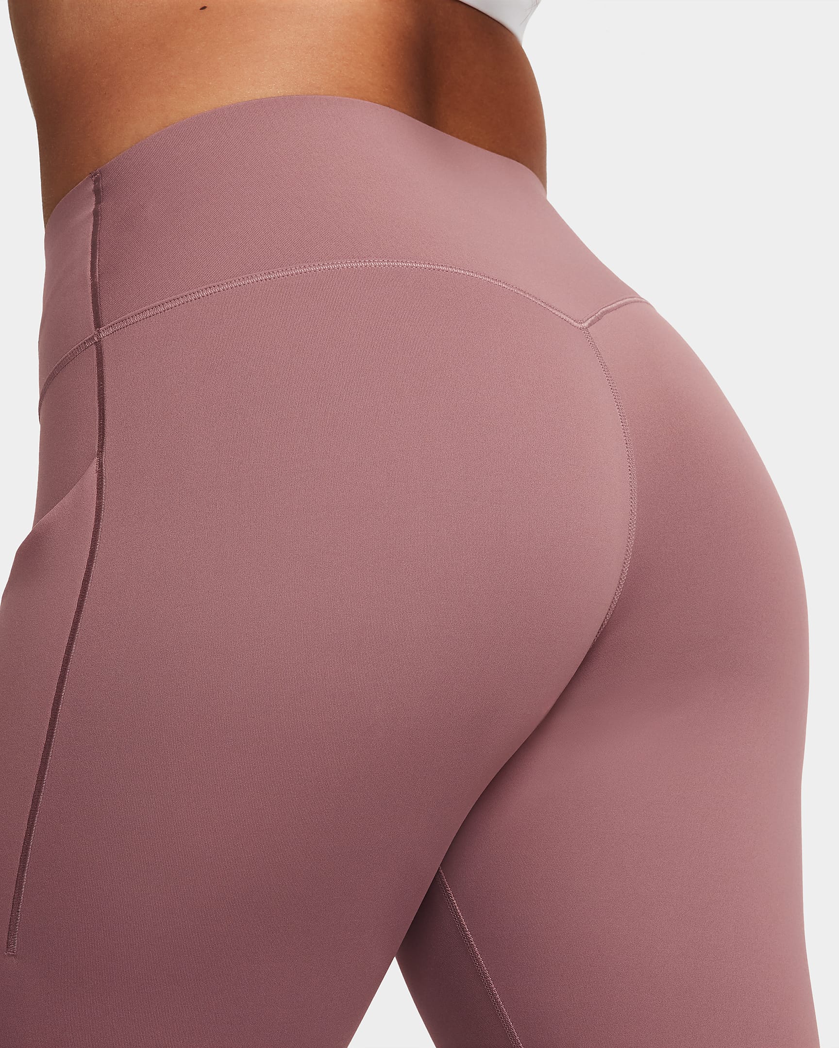 Nike Universa 7/8-legging met halfhoge taille, zakken en medium ondersteuning voor dames - Smokey Mauve/Zwart