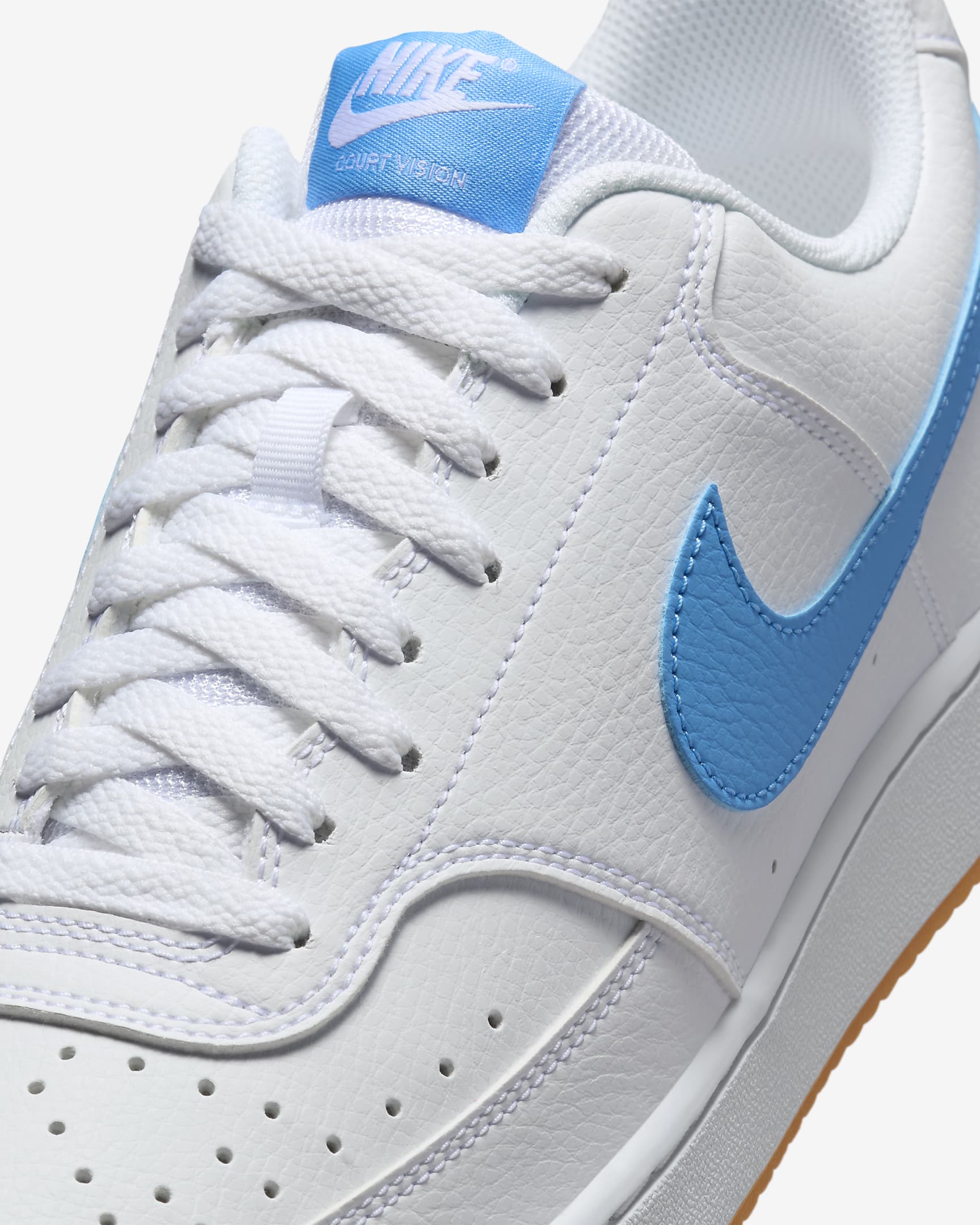 Tenis para hombre Nike Court Vision Low - Blanco/Amarillo goma/Azul universitario