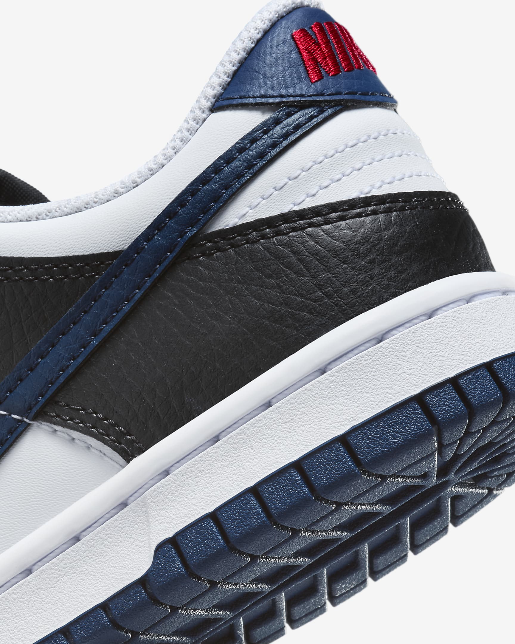 Nike Dunk Low kinderschoenen - Zwart/Wit/University Red/Midnight Navy