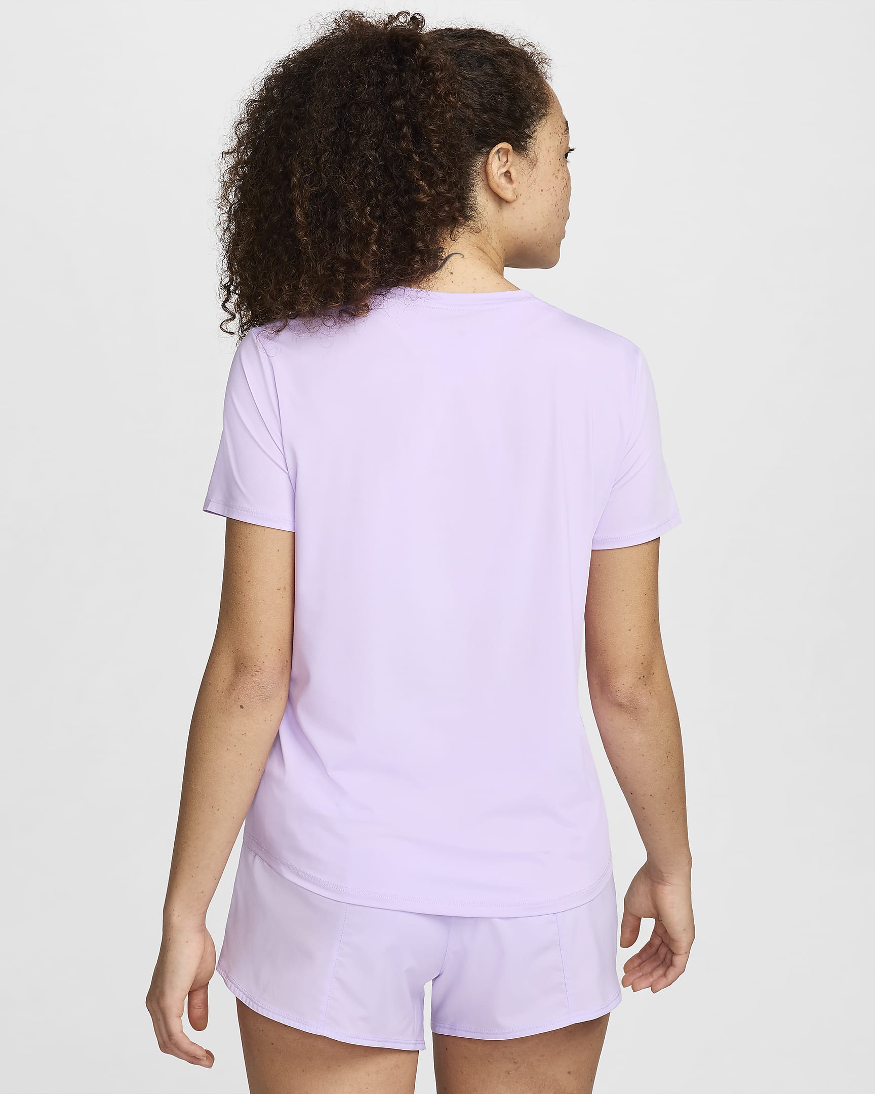 Nike One Swoosh Dri-FIT hardlooptop met korte mouwen voor dames - Lilac Bloom/Wit