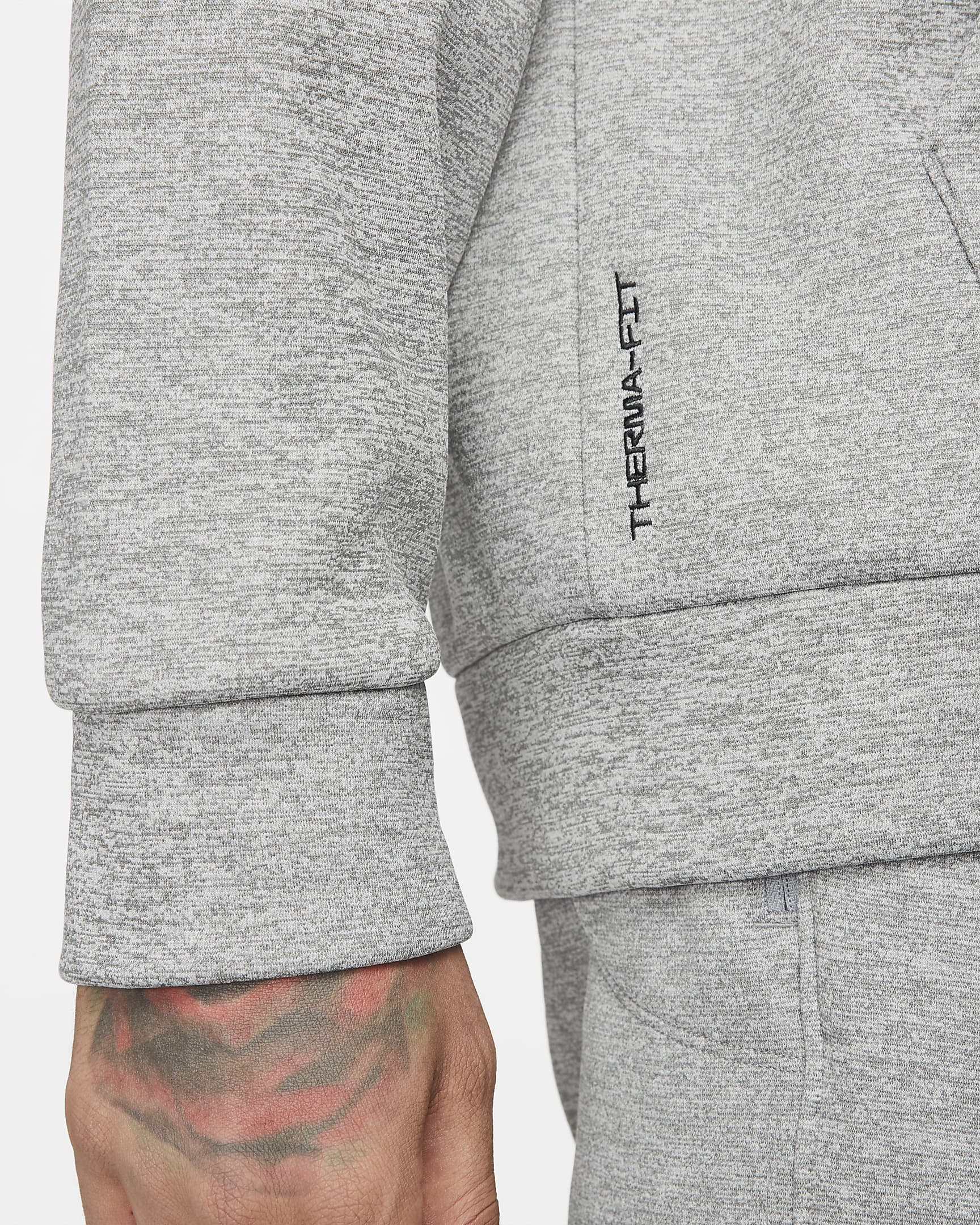 Nike Therma Men's Therma-FIT Full-Zip Fitness Top - Dark Grey Heather/Particle Grey/Black