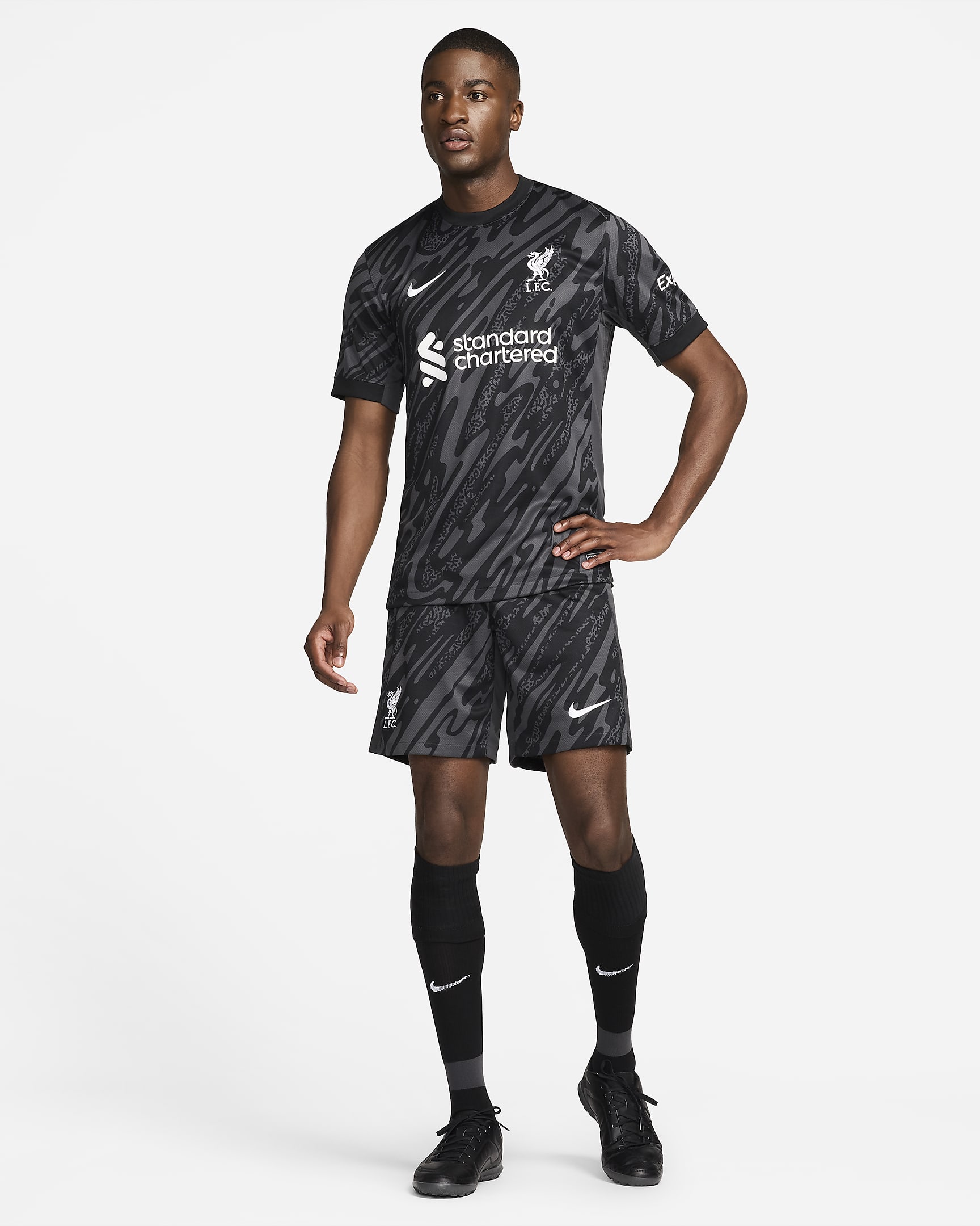 Liverpool FC Stadium Goalkeeper 男款 Nike Dri-FIT 足球復刻版短袖球衣 - Anthracite/黑色/白色