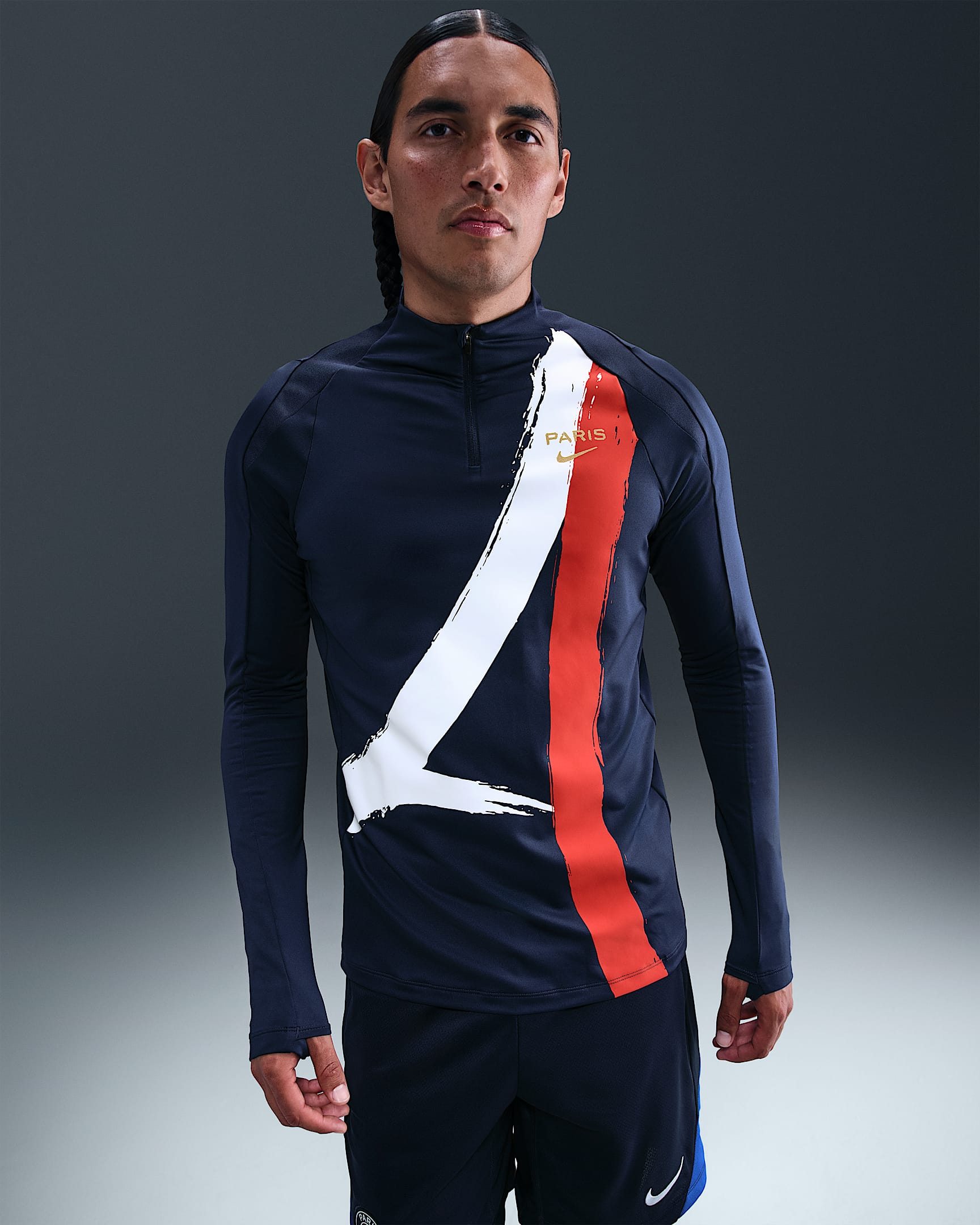 Paris Saint-Germain Strike Away Men's Nike Dri-FIT Football Drill Top - Midnight Navy/Metallic Gold