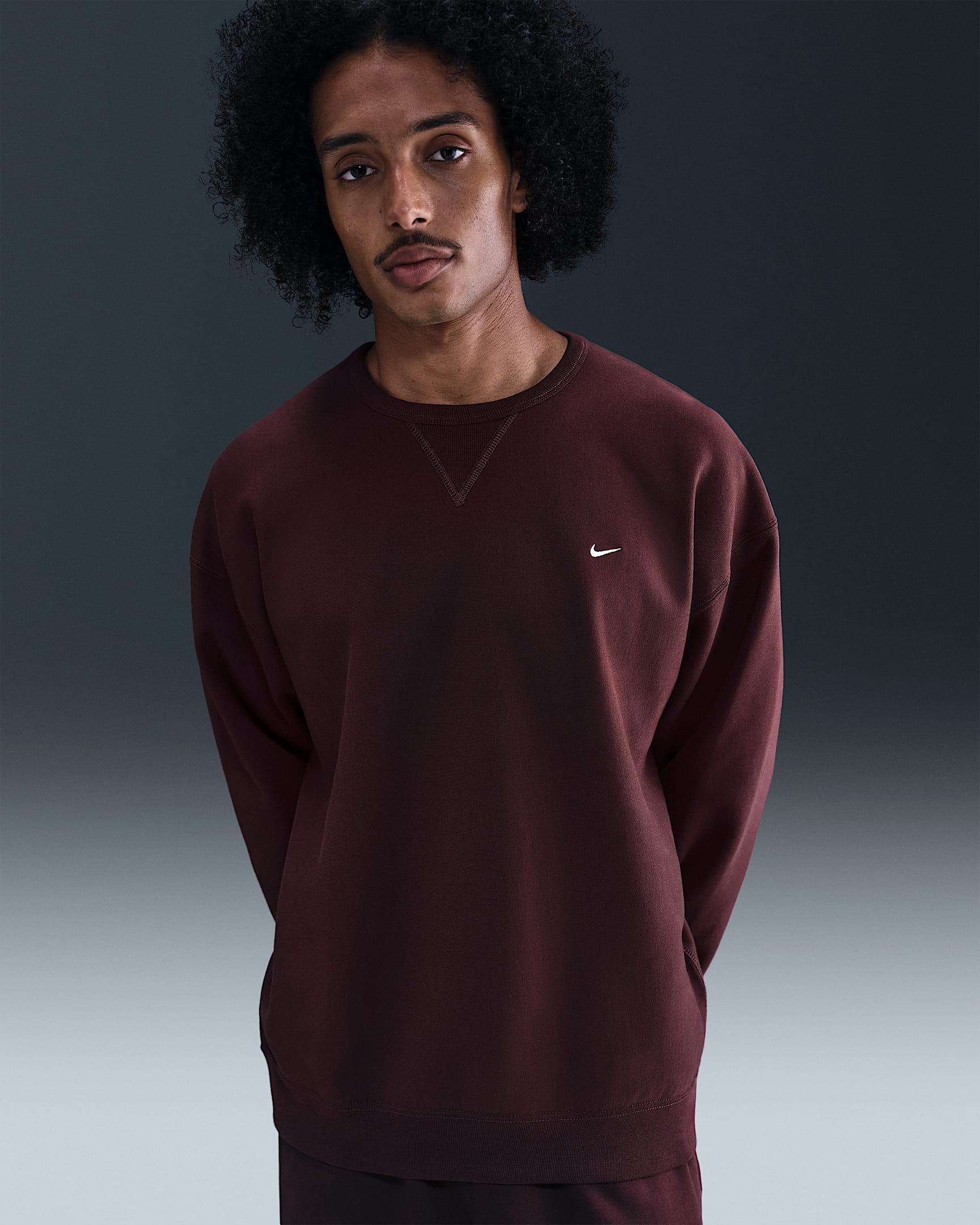 Nike Solo Swoosh Men's Fleece Crew - Burgundy Crush/Burgundy Crush/White