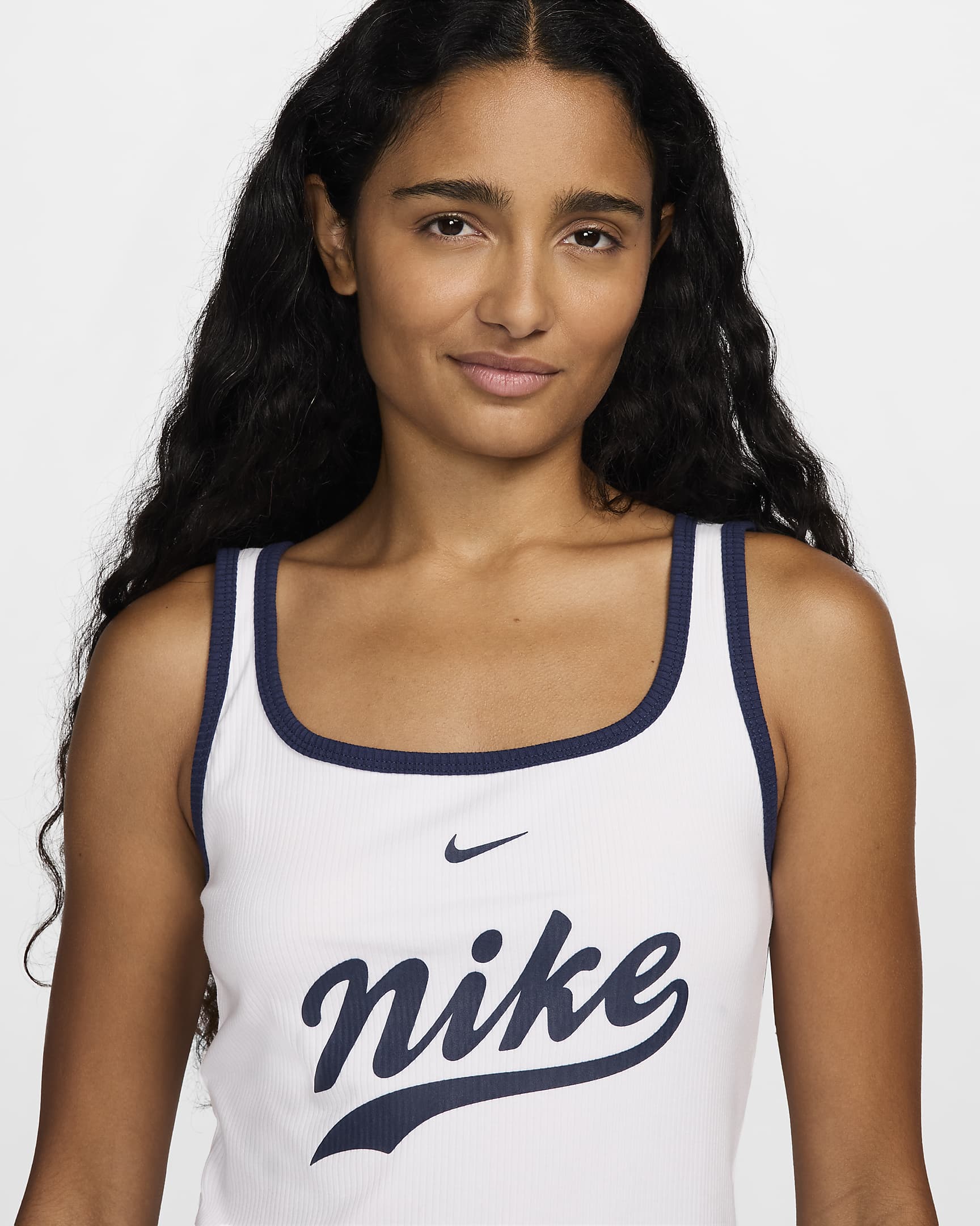 Nike Sportswear Women's Square-Neck Tank Top - White/Midnight Navy