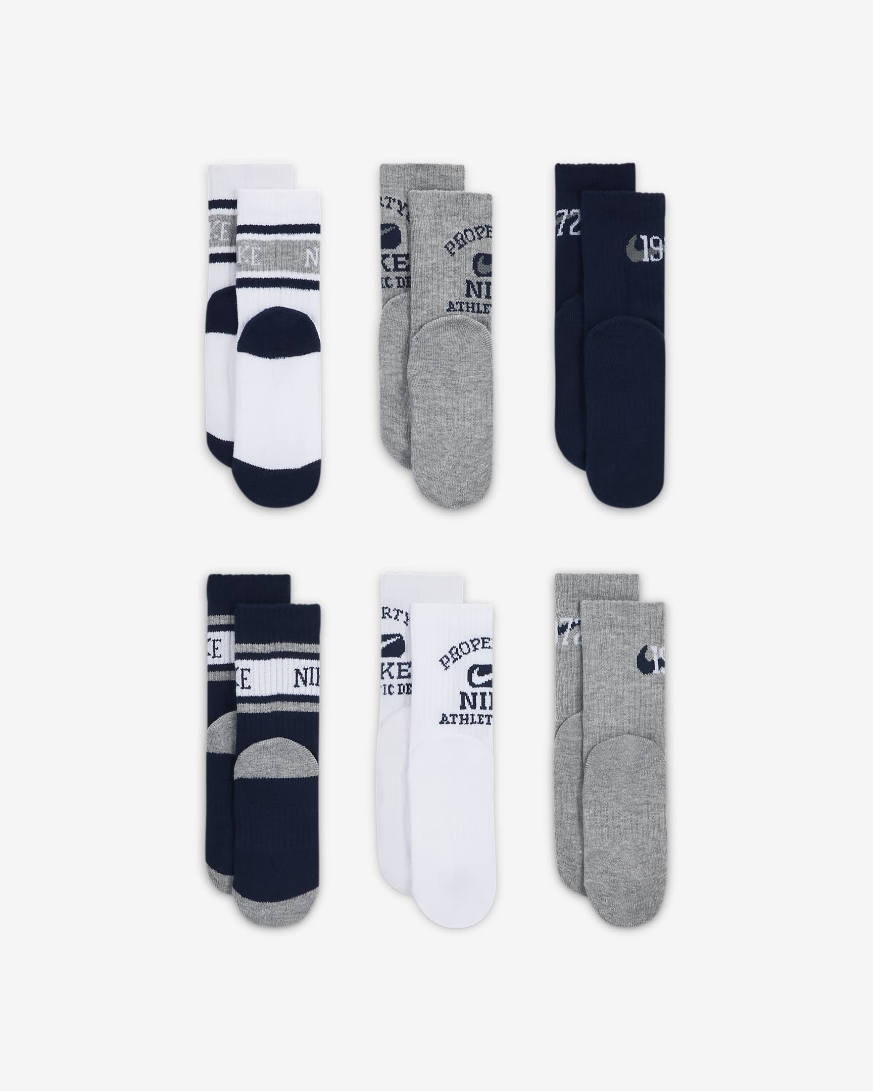 Nike Little Kids' Dri-FIT Varsity Crew Socks (6 Pairs) - White