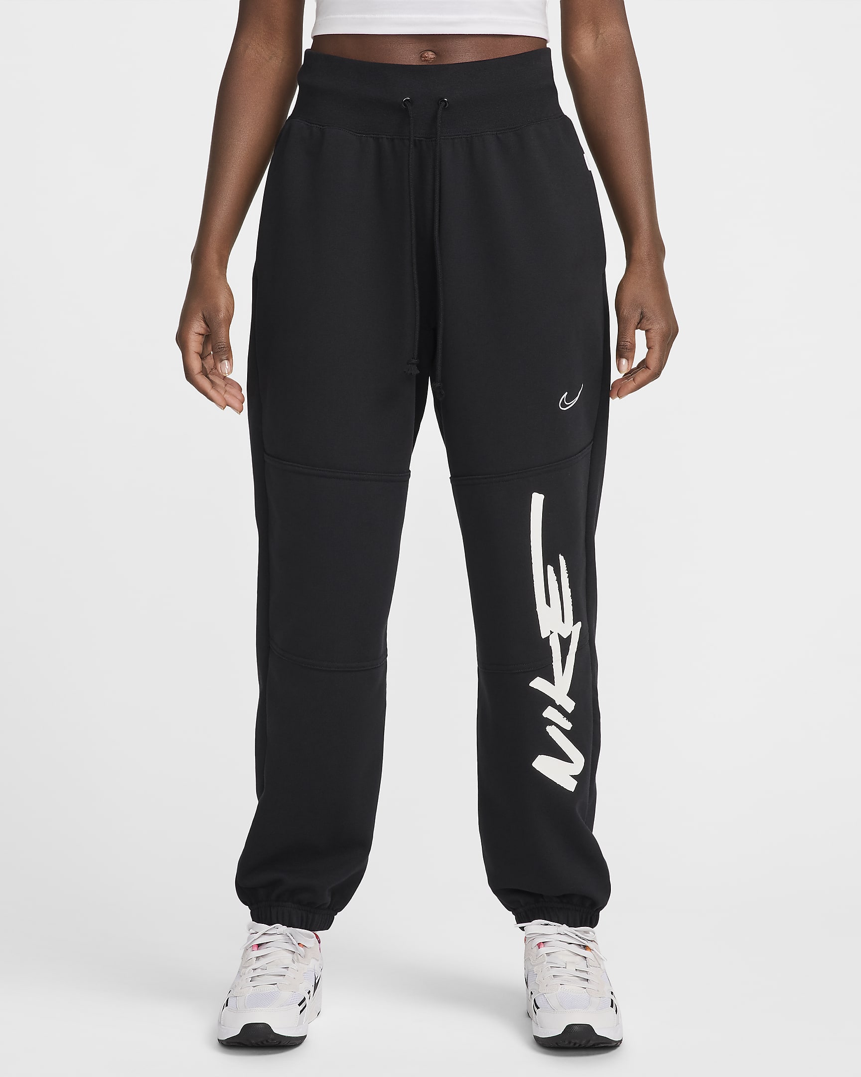 Pantalon oversize taille mi-haute en molleton Nike Sportswear Breaking pour femme - Noir