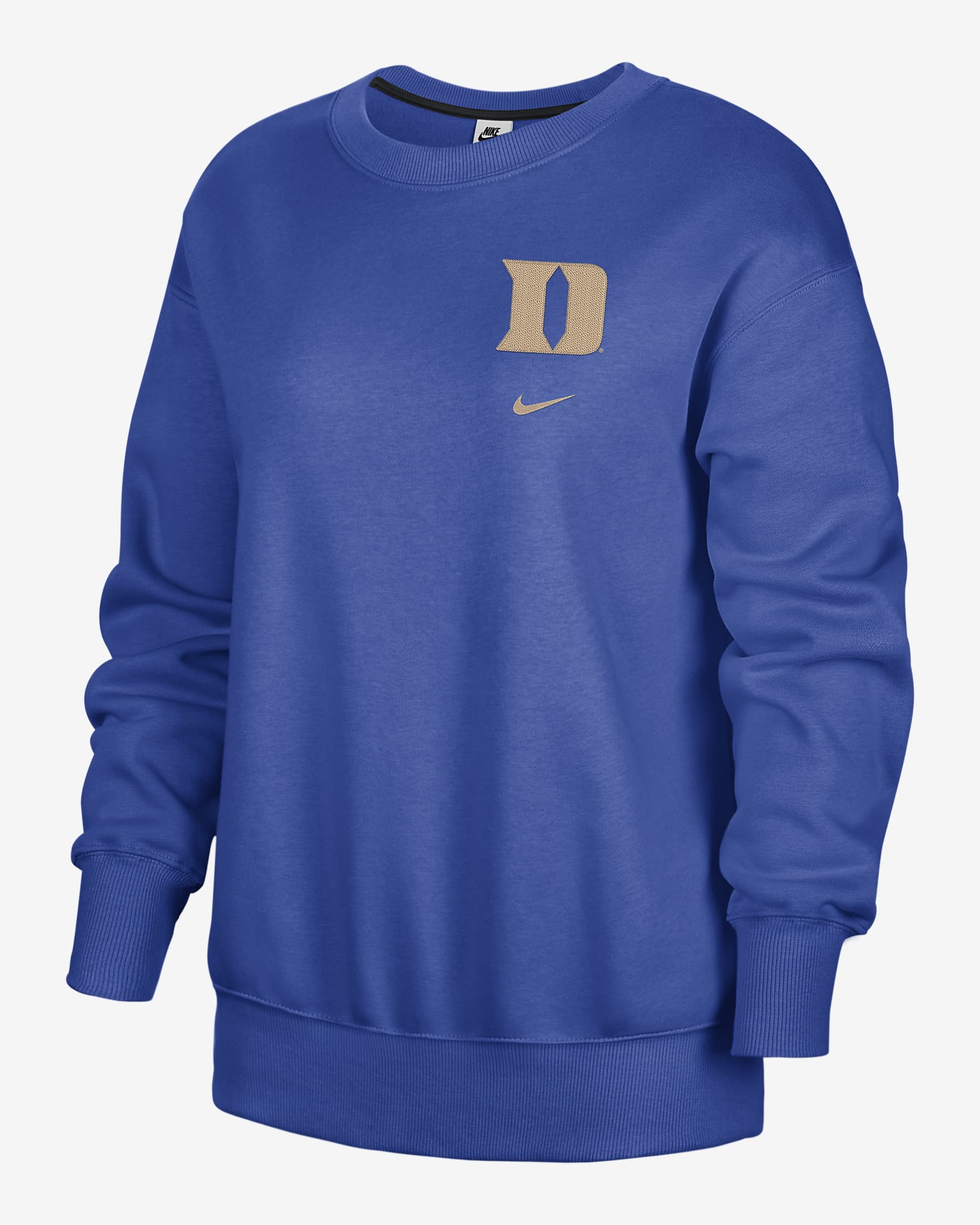 Duke Club Fleece Women's Nike College Oversized Fit Crew-Neck Sweatshirt - Game Royal/Black/Sesame